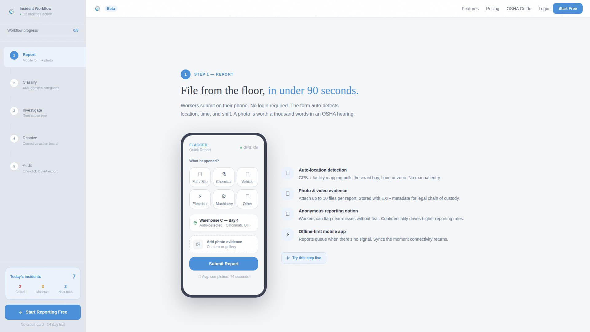 Flagged - Streamlined Incidentreporting Landing Page Template