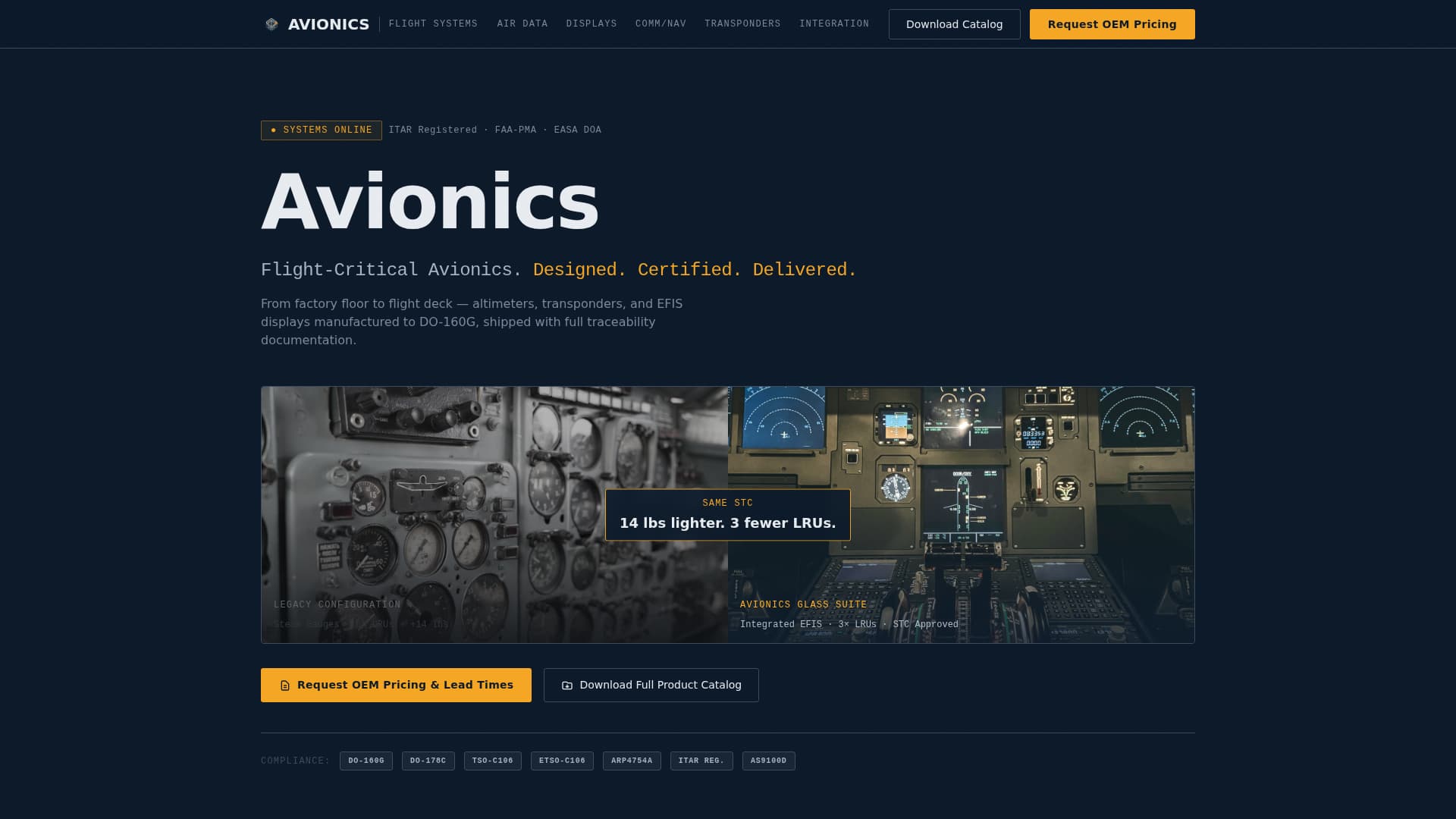 Avionics - Precision Flightinstrument Landing Page Template