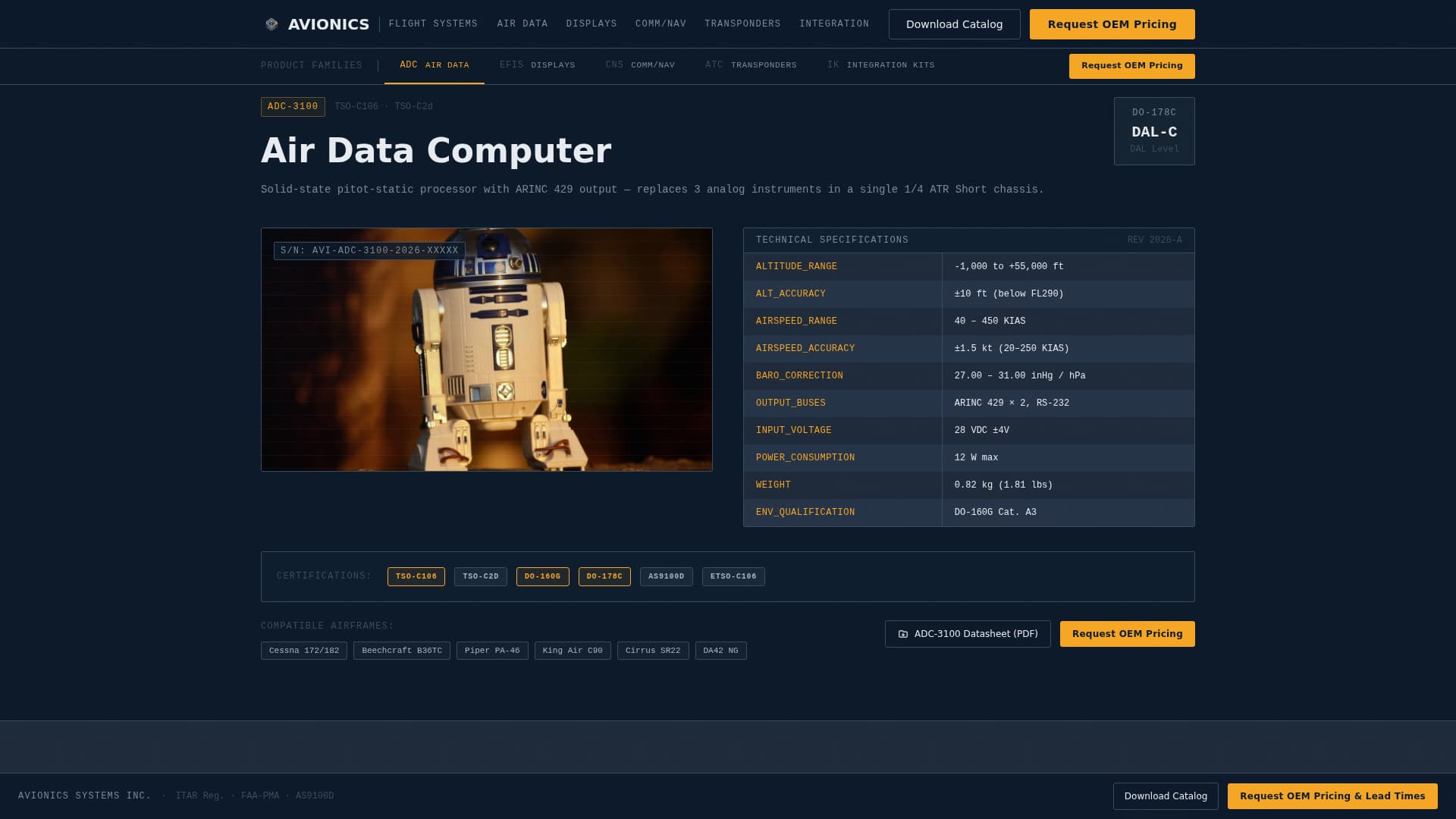 Avionics - Precision Flightinstrument Landing Page Template
