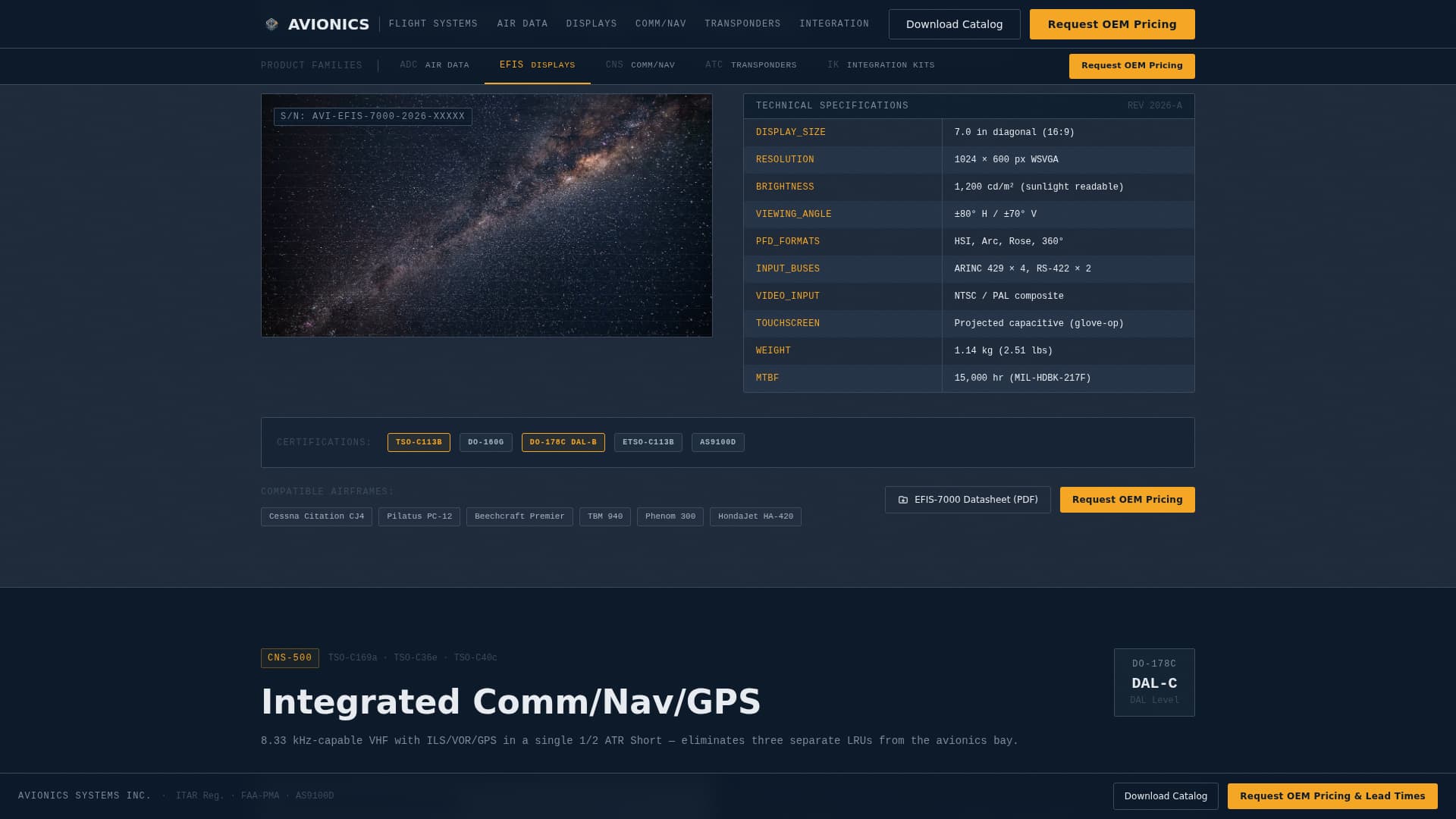 Avionics - Precision Flightinstrument Landing Page Template