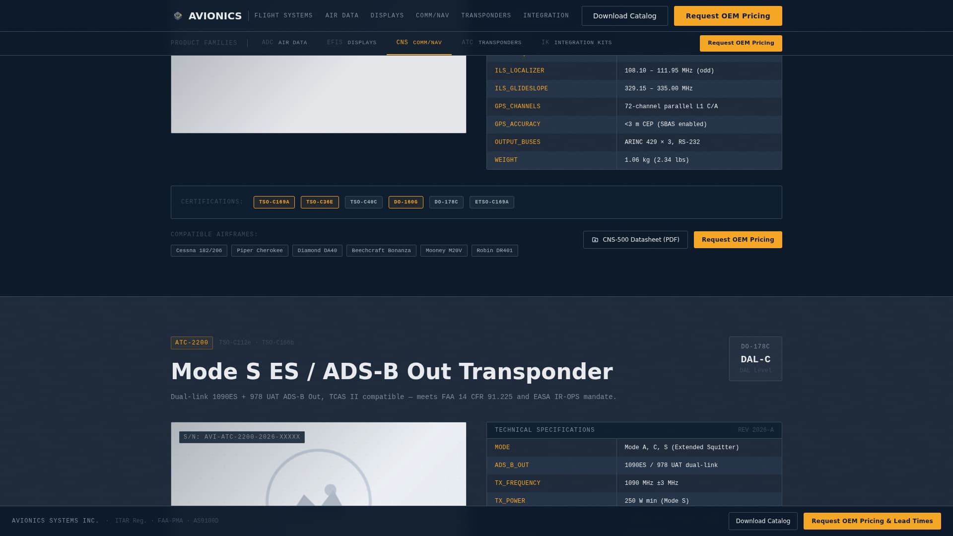 Avionics - Precision Flightinstrument Landing Page Template