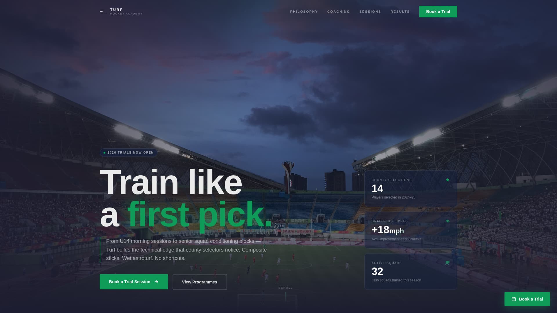 Field Hockey Booking Website Template