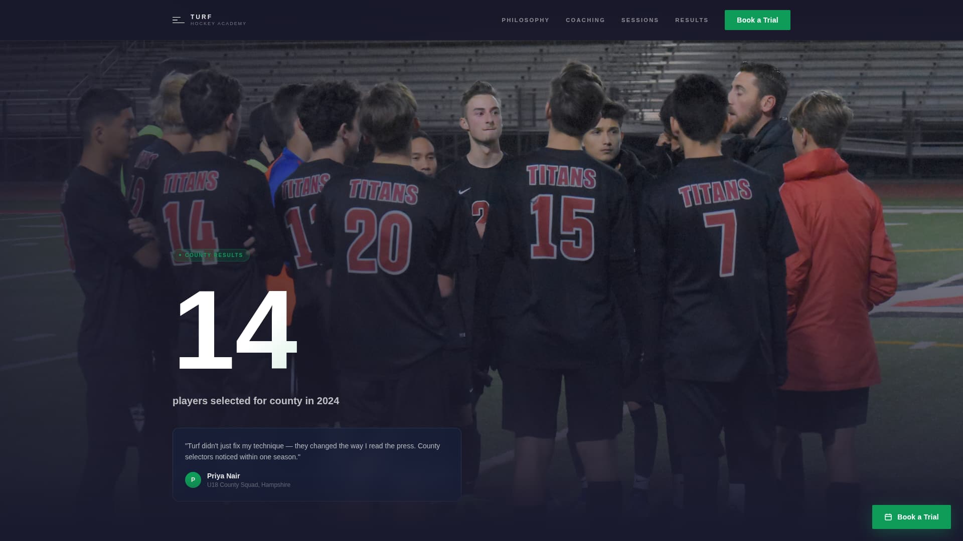 Field Hockey Booking Website Template