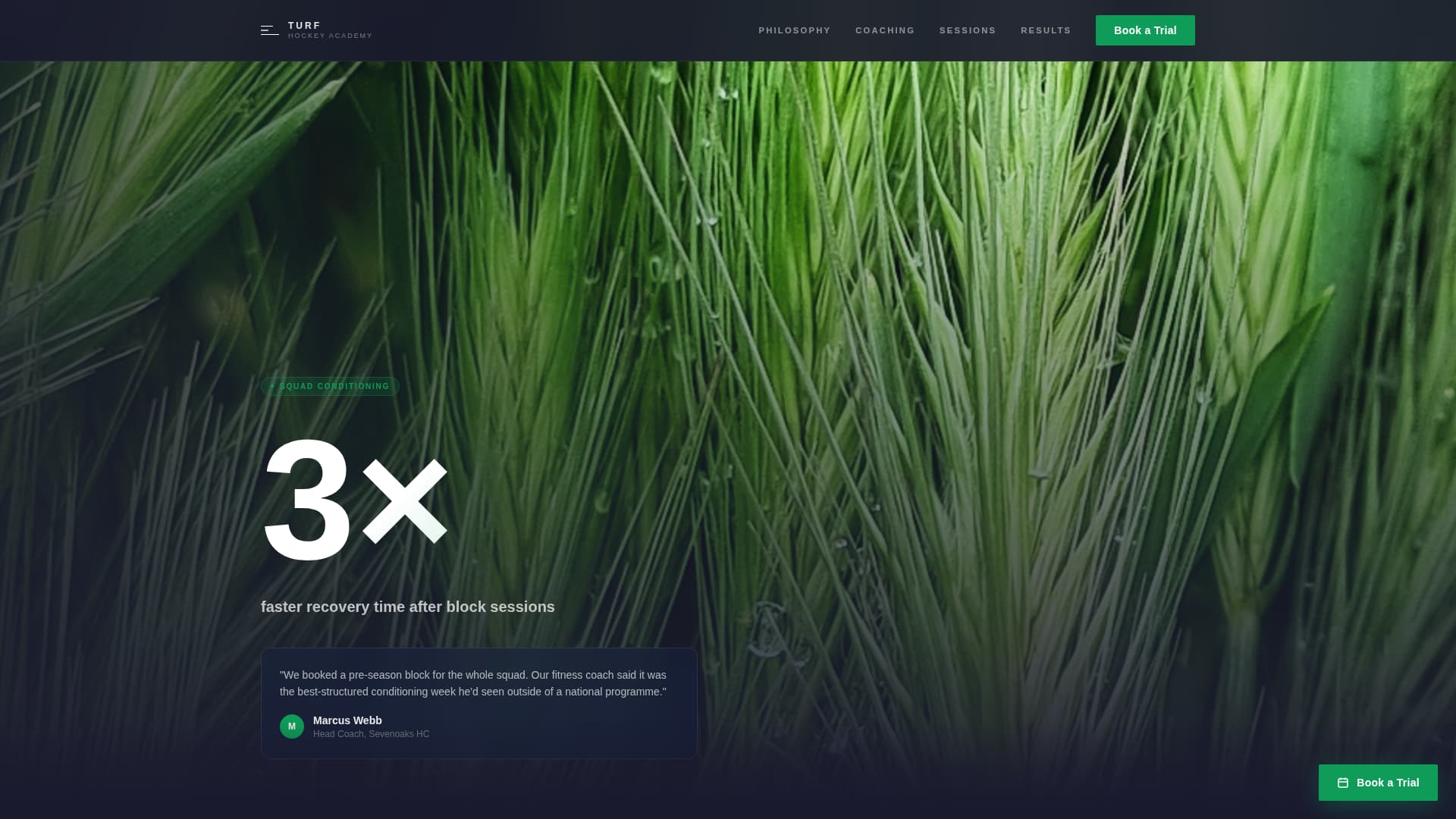 Field Hockey Booking Website Template