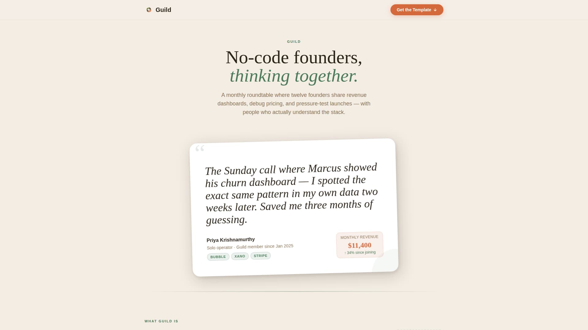 Guild - Thriving Nocodebuilders Landing Page Template