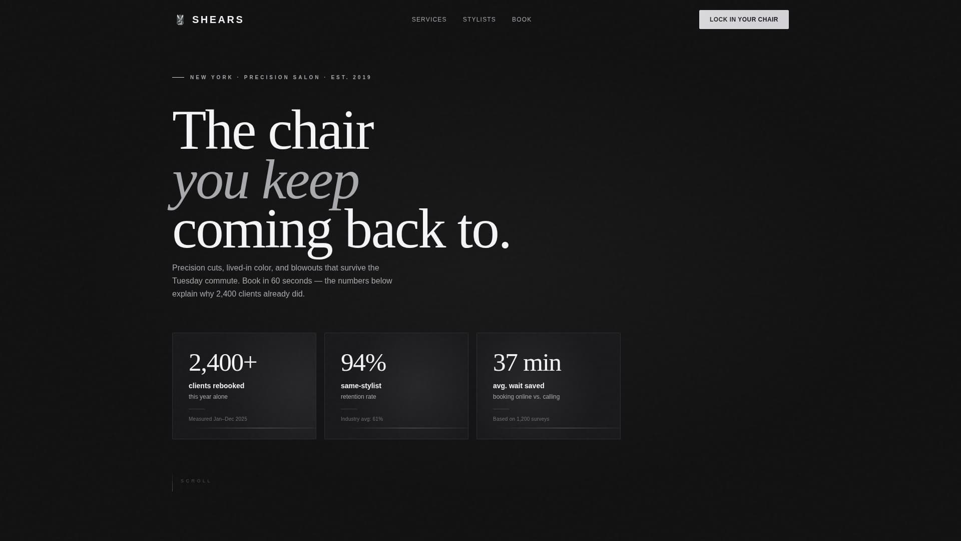 Hair Salon Data-Driven Booking Conversion Website Template