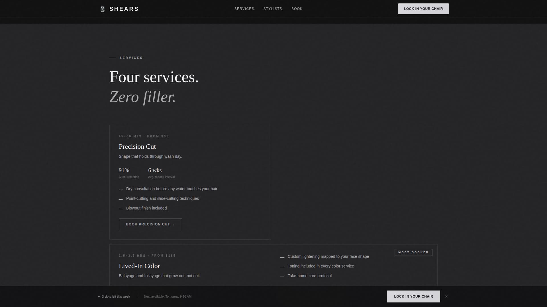 Hair Salon Data-Driven Booking Conversion Website Template