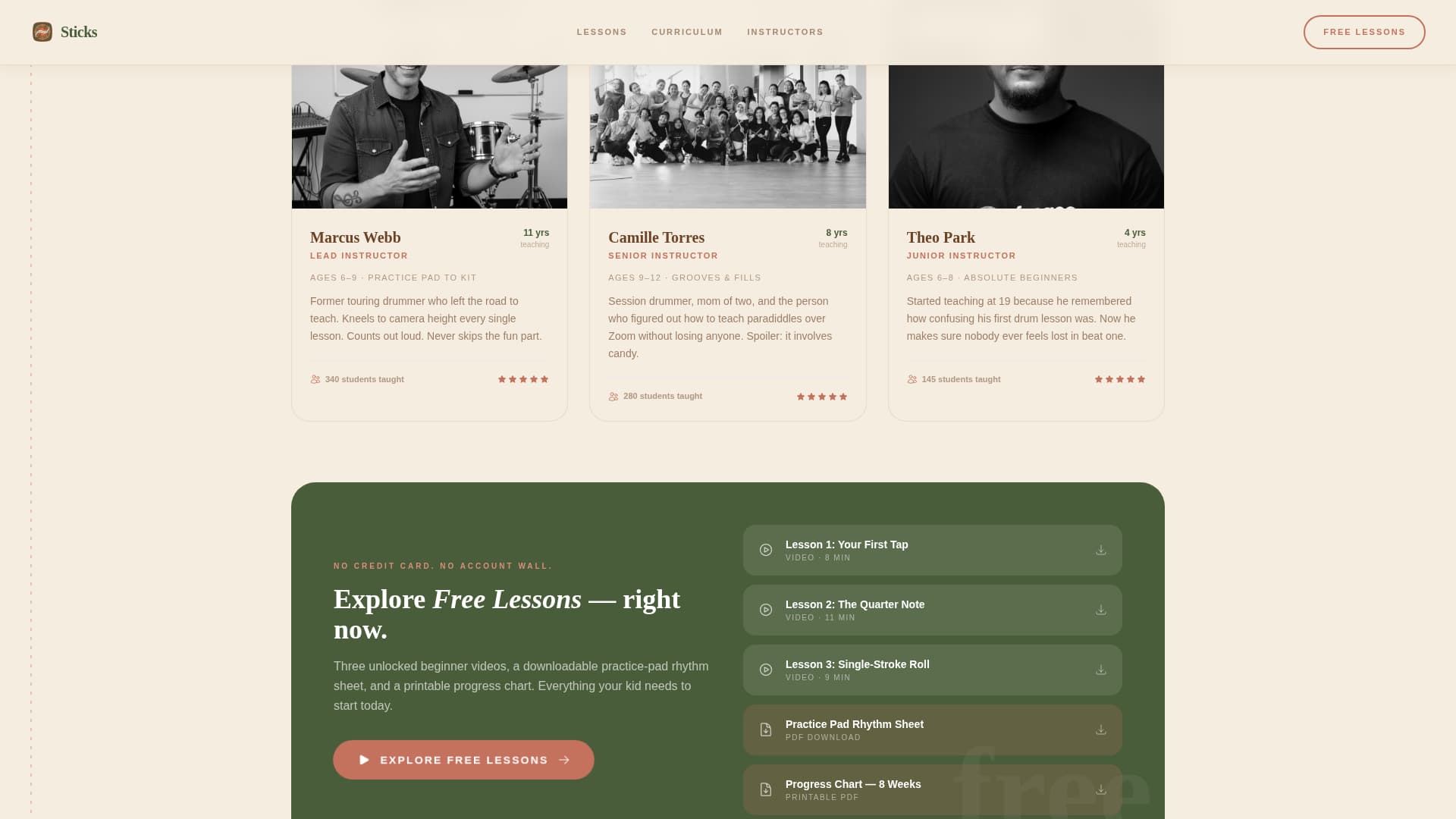Kids Drums Professional Website Template