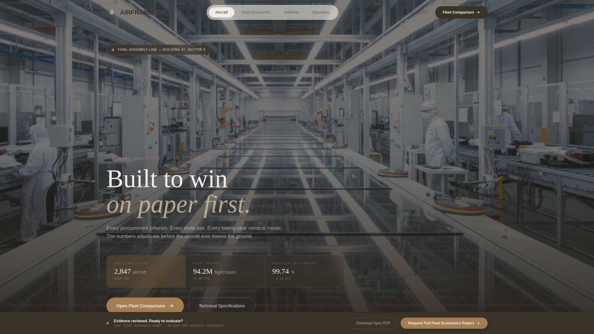 Airframe - Authoritative Aircraft Landing Page Template