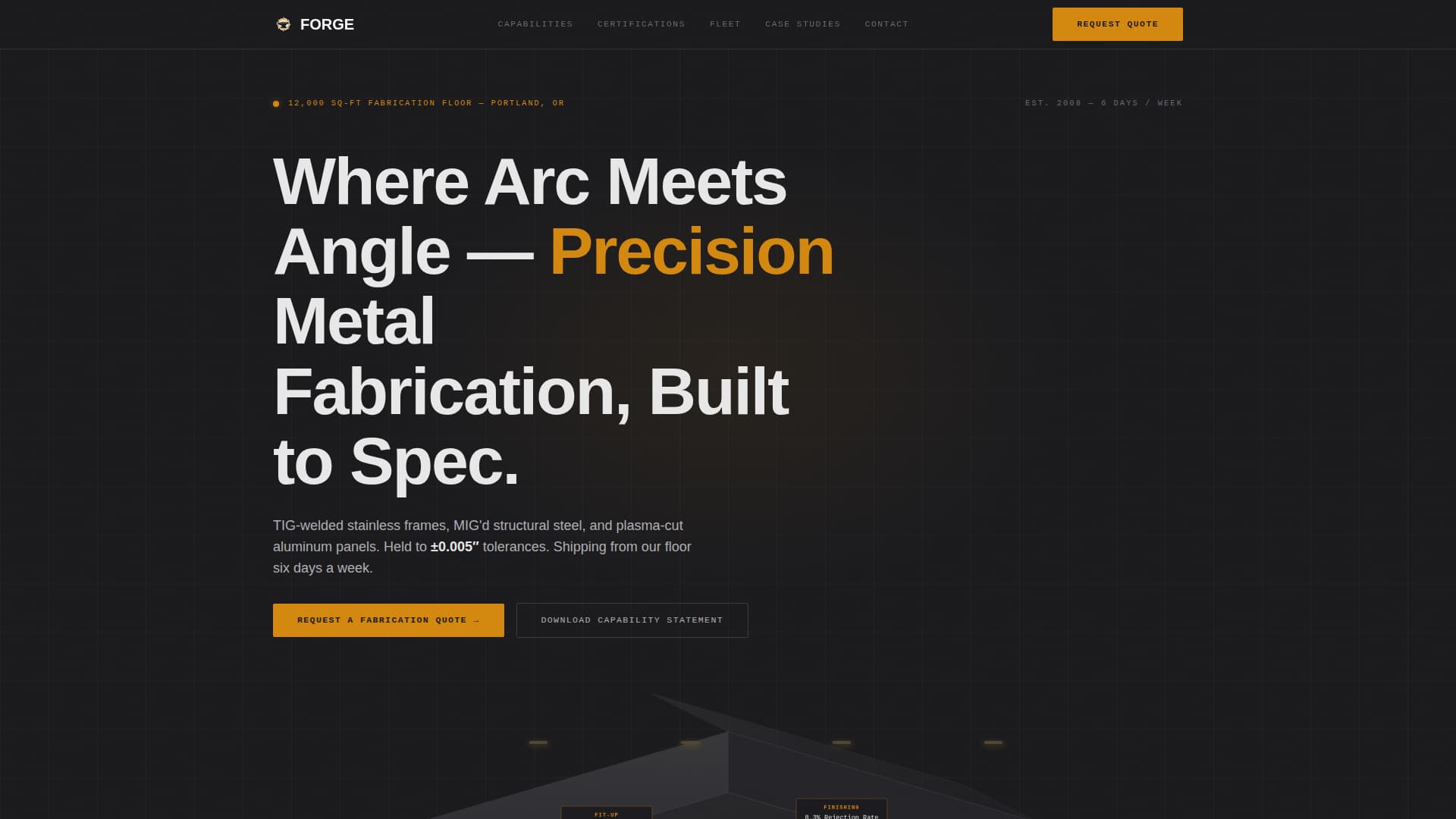 Forge - Precision Fabrication Landing Page Template