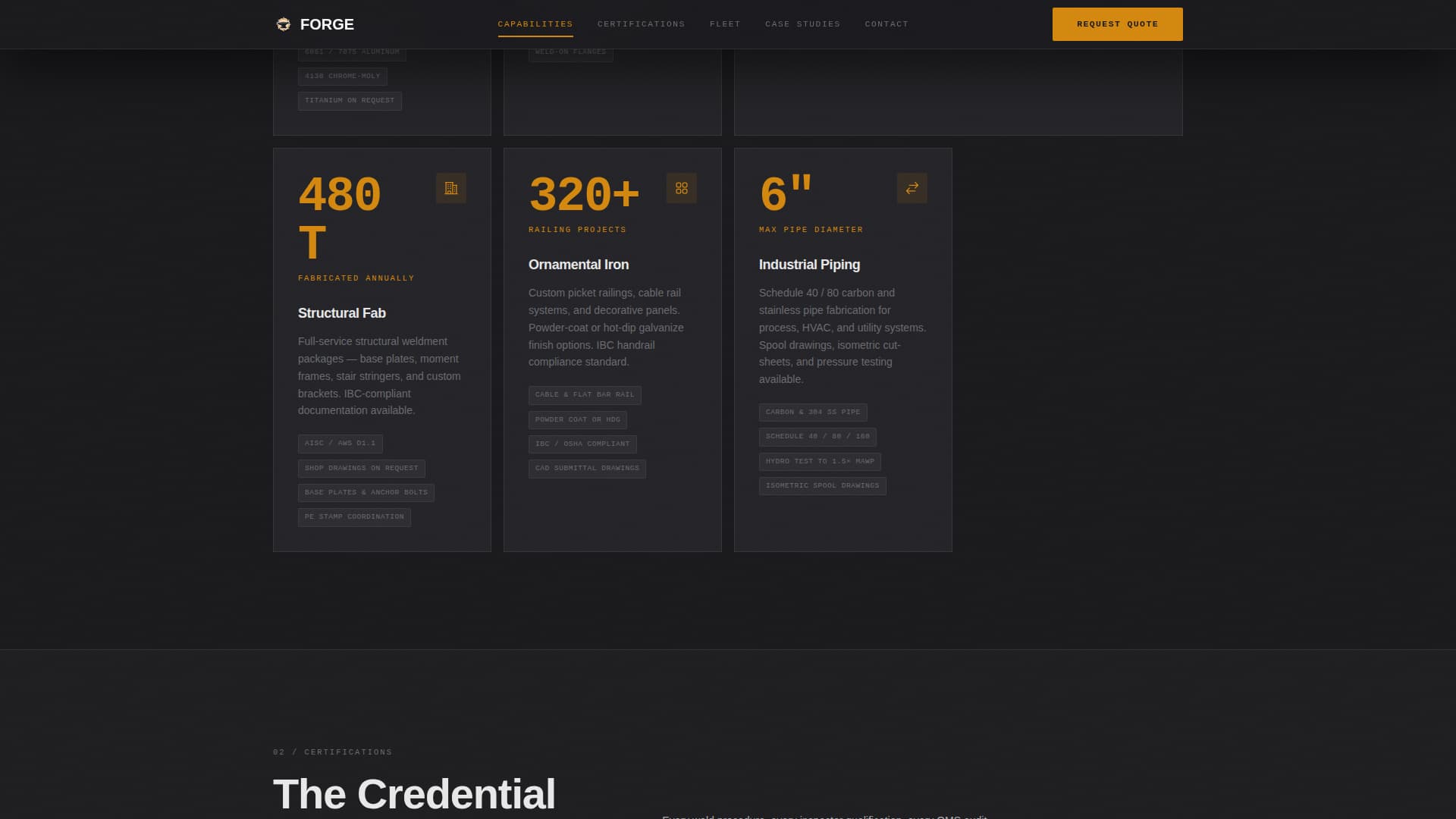 Forge - Precision Fabrication Landing Page Template