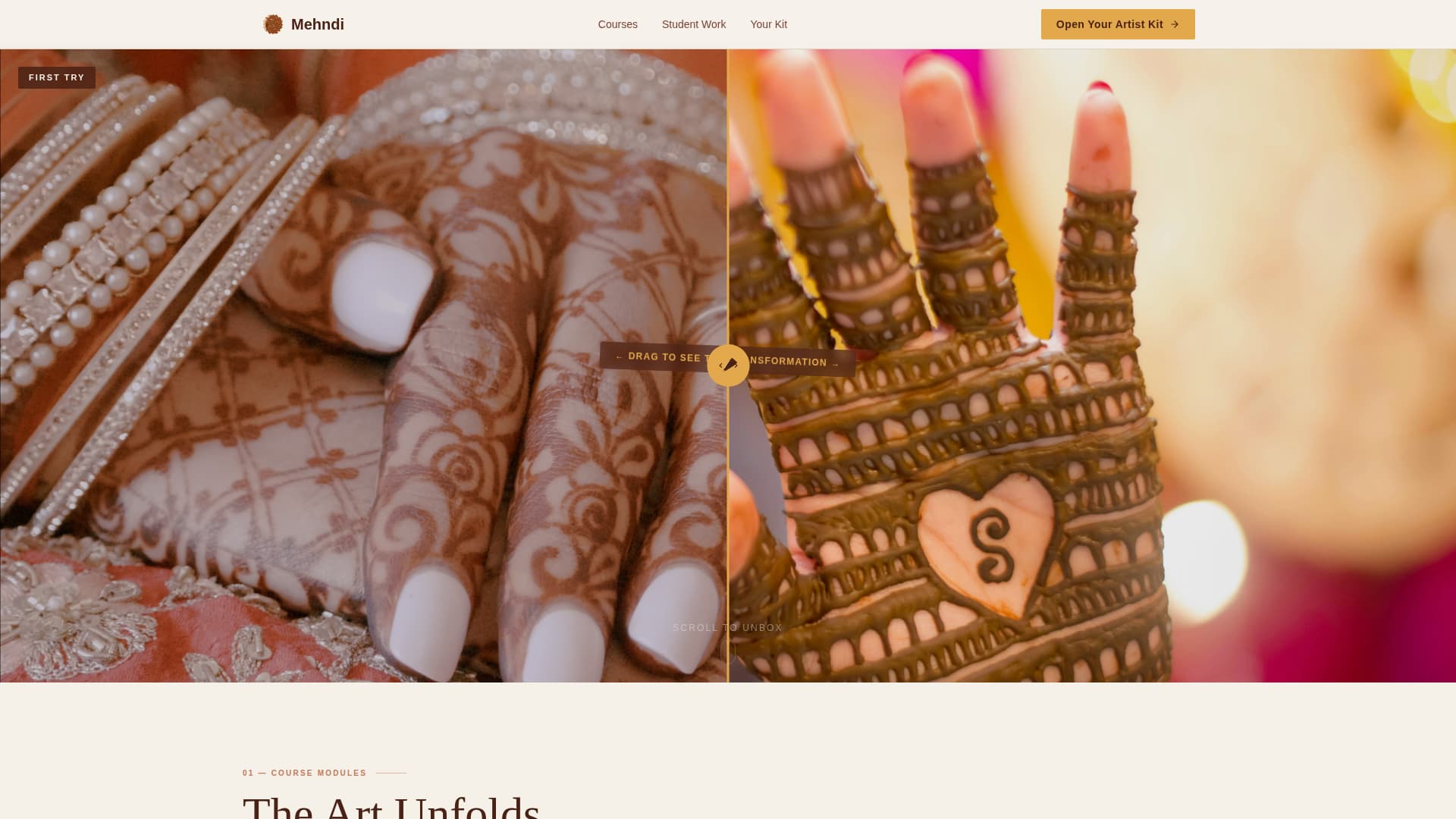 Mehndi - Artisan Academy Landing Page Template