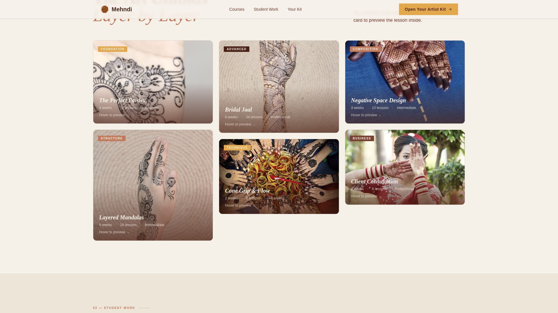 Mehndi - Artisan Academy Landing Page Template
