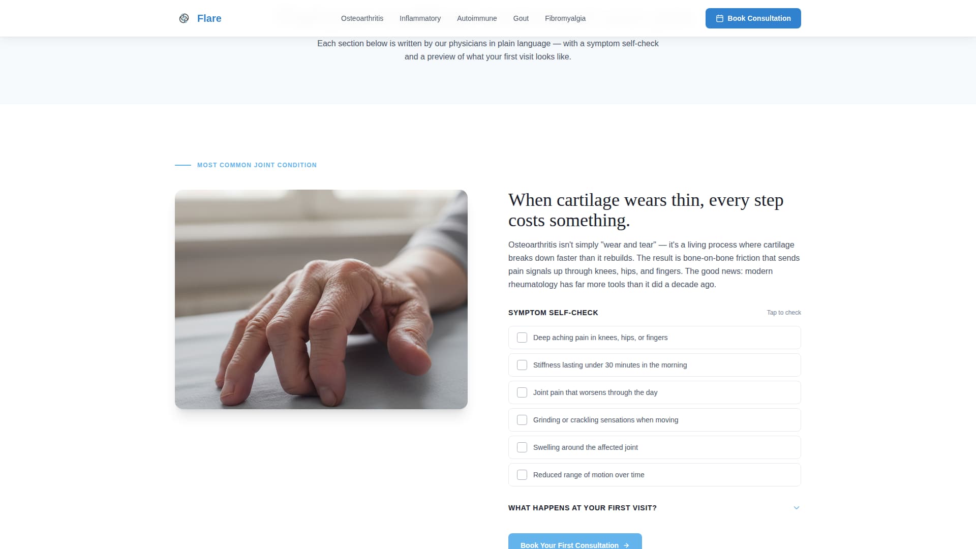 Flare — Expert Rheumatology Specialist Landing Page Template