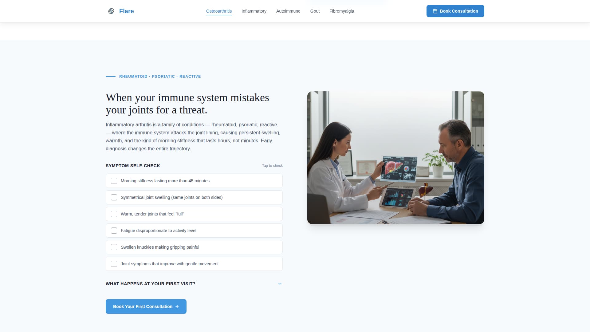 Flare — Expert Rheumatology Specialist Landing Page Template