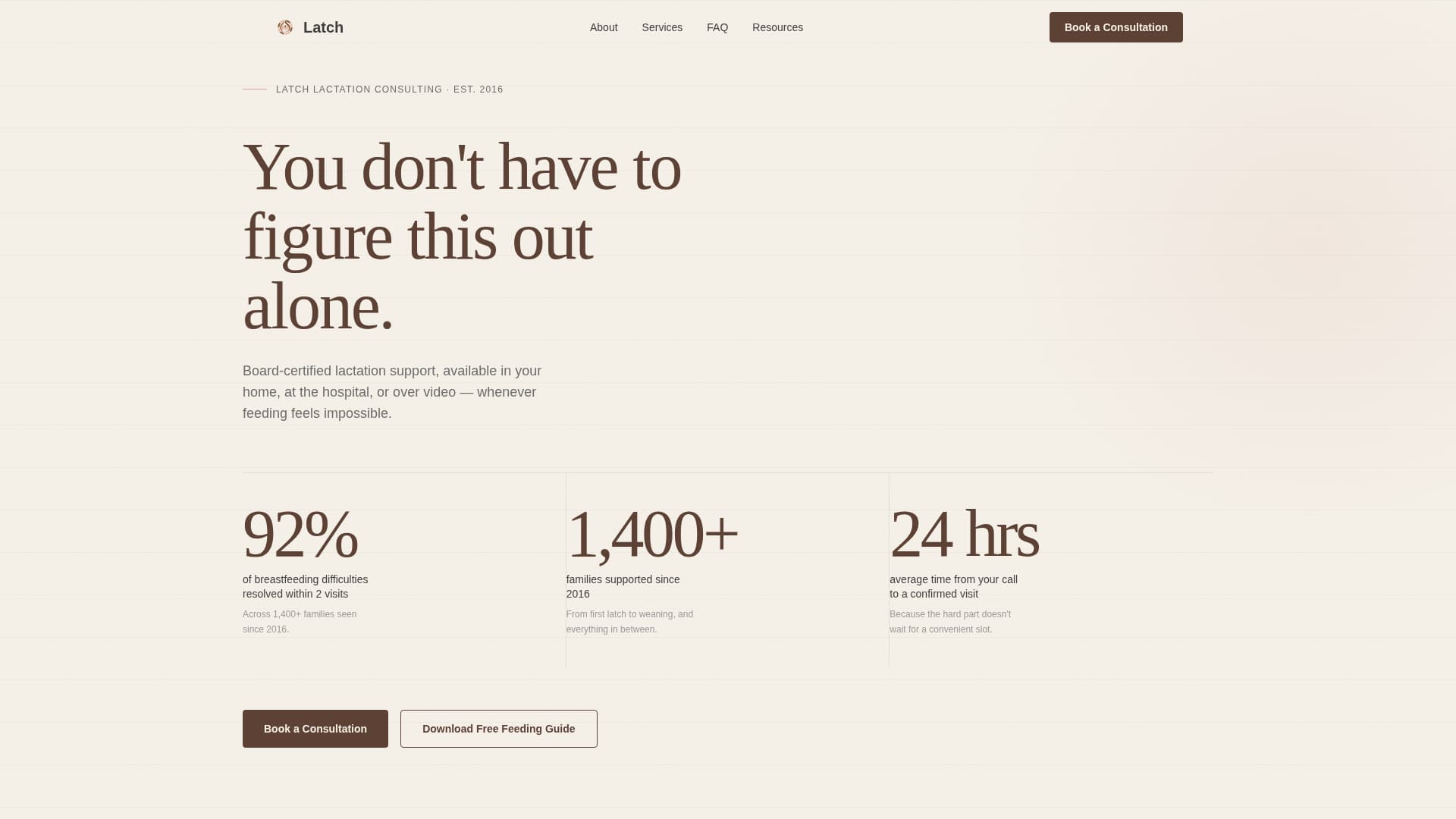 Lactation Consultant Booking Website Template