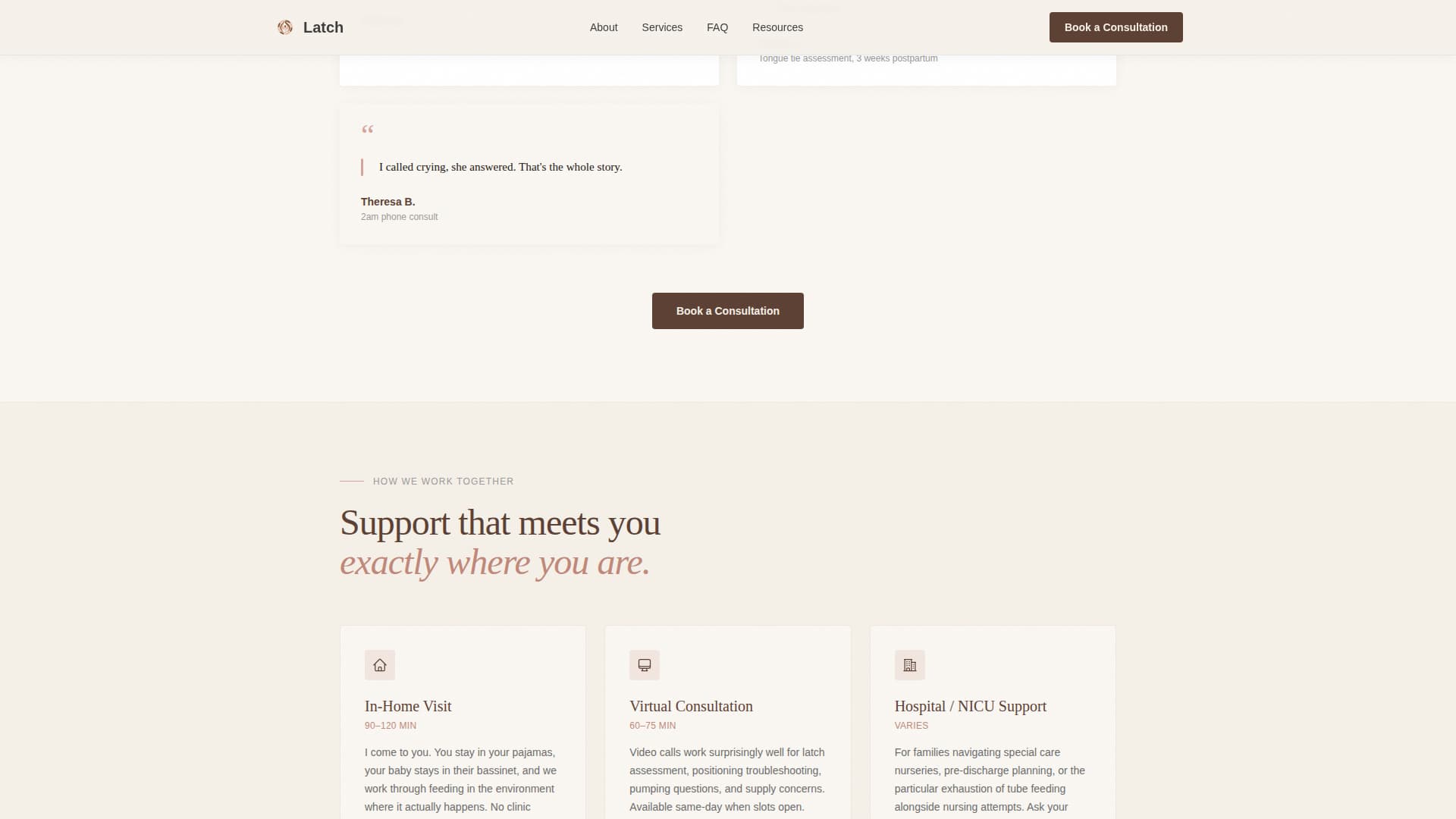 Lactation Consultant Booking Website Template