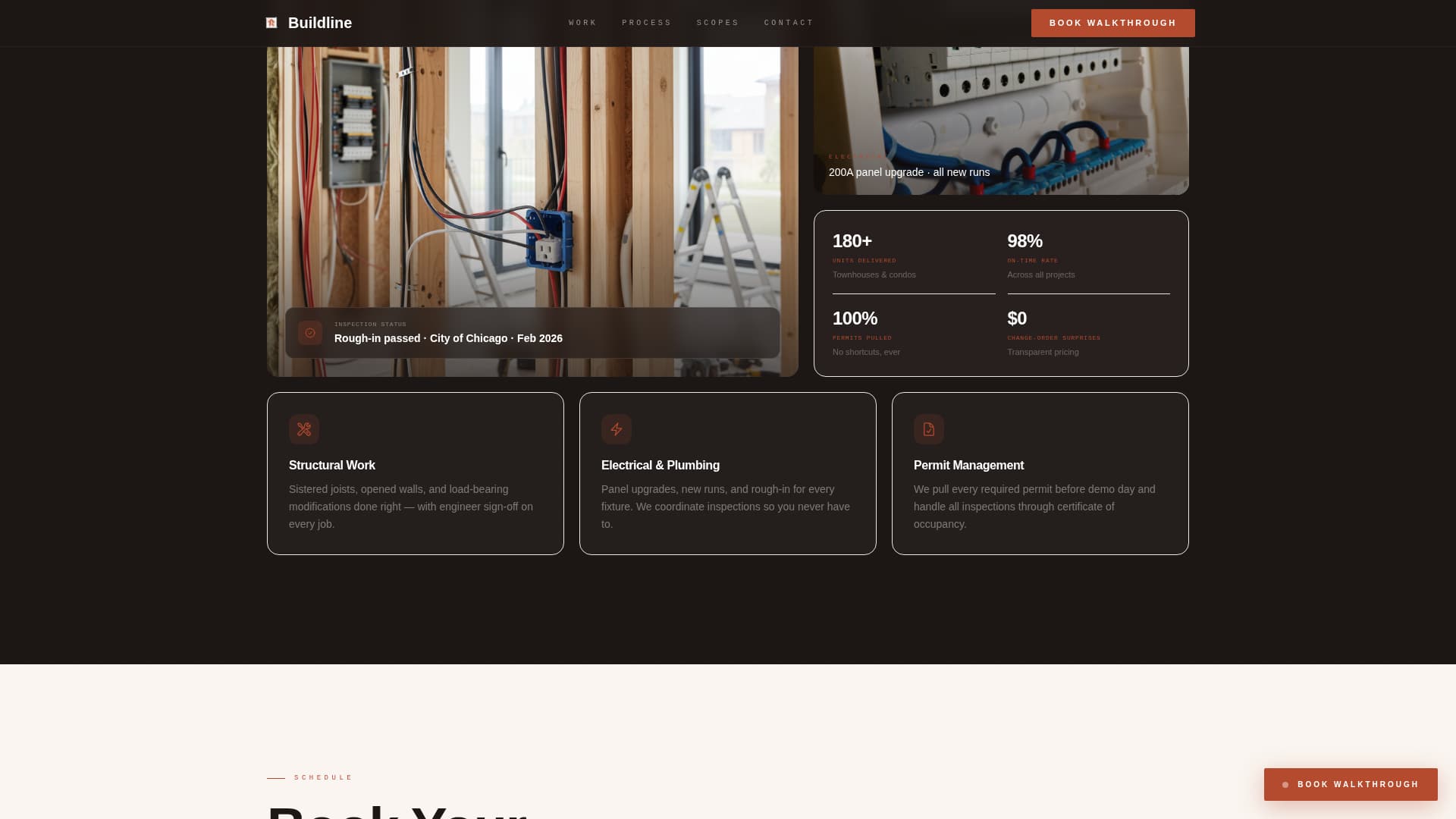 Townhouse & Condo Construction Booking Website Template