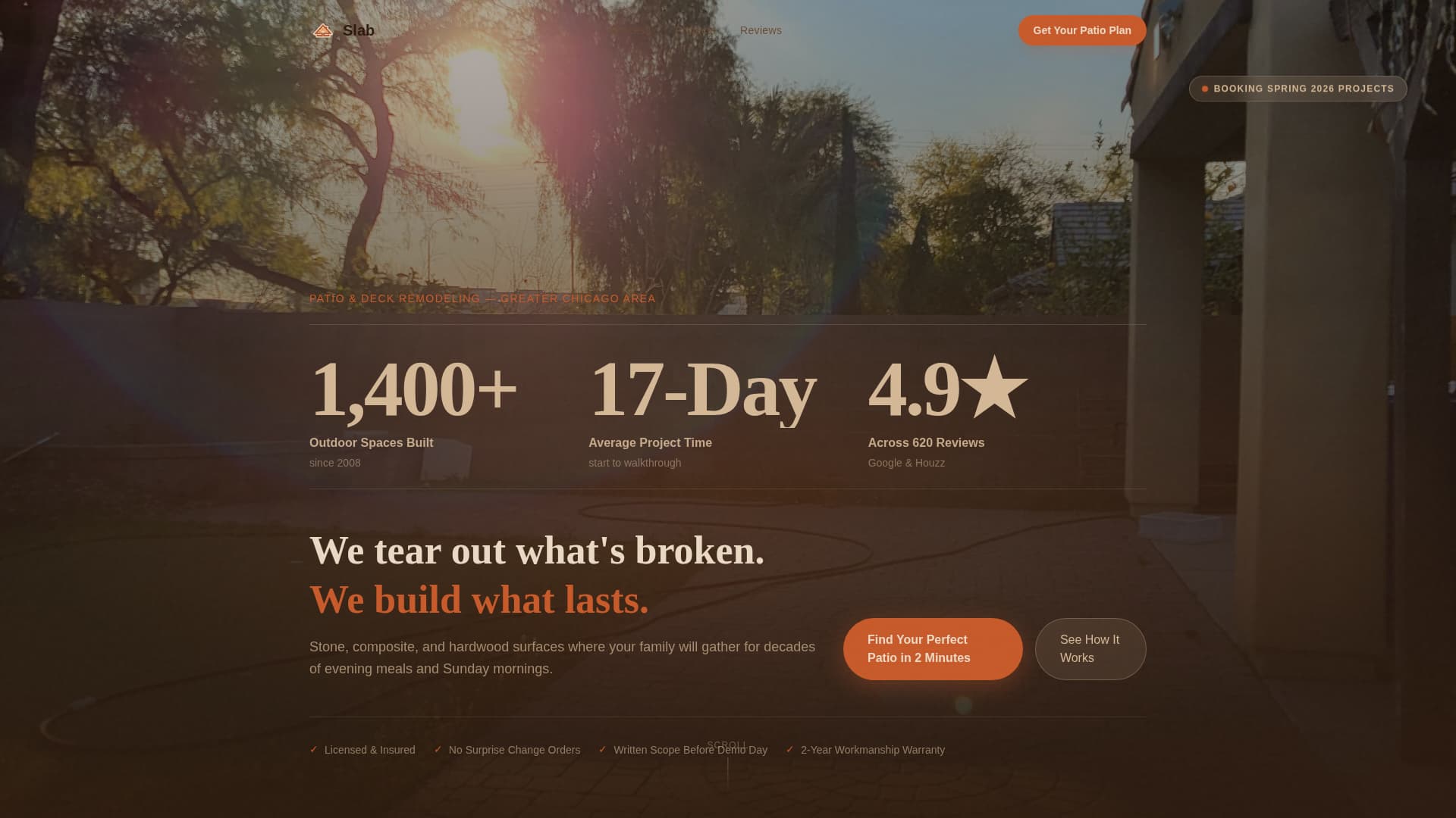 Patio & Deck Renovation Booking Website Template