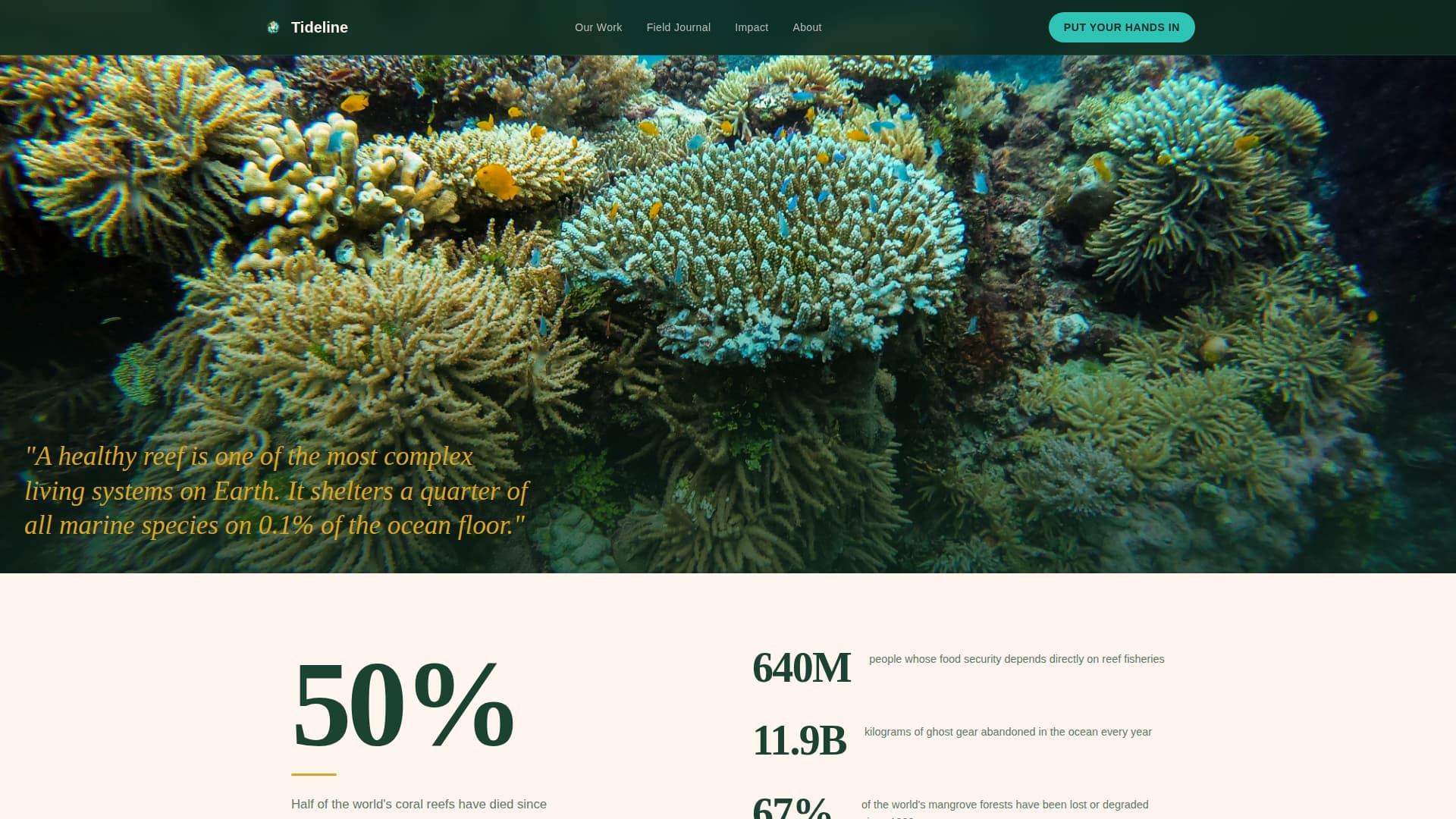 Tideline - Immersive Oceanconservation Landing Page Template