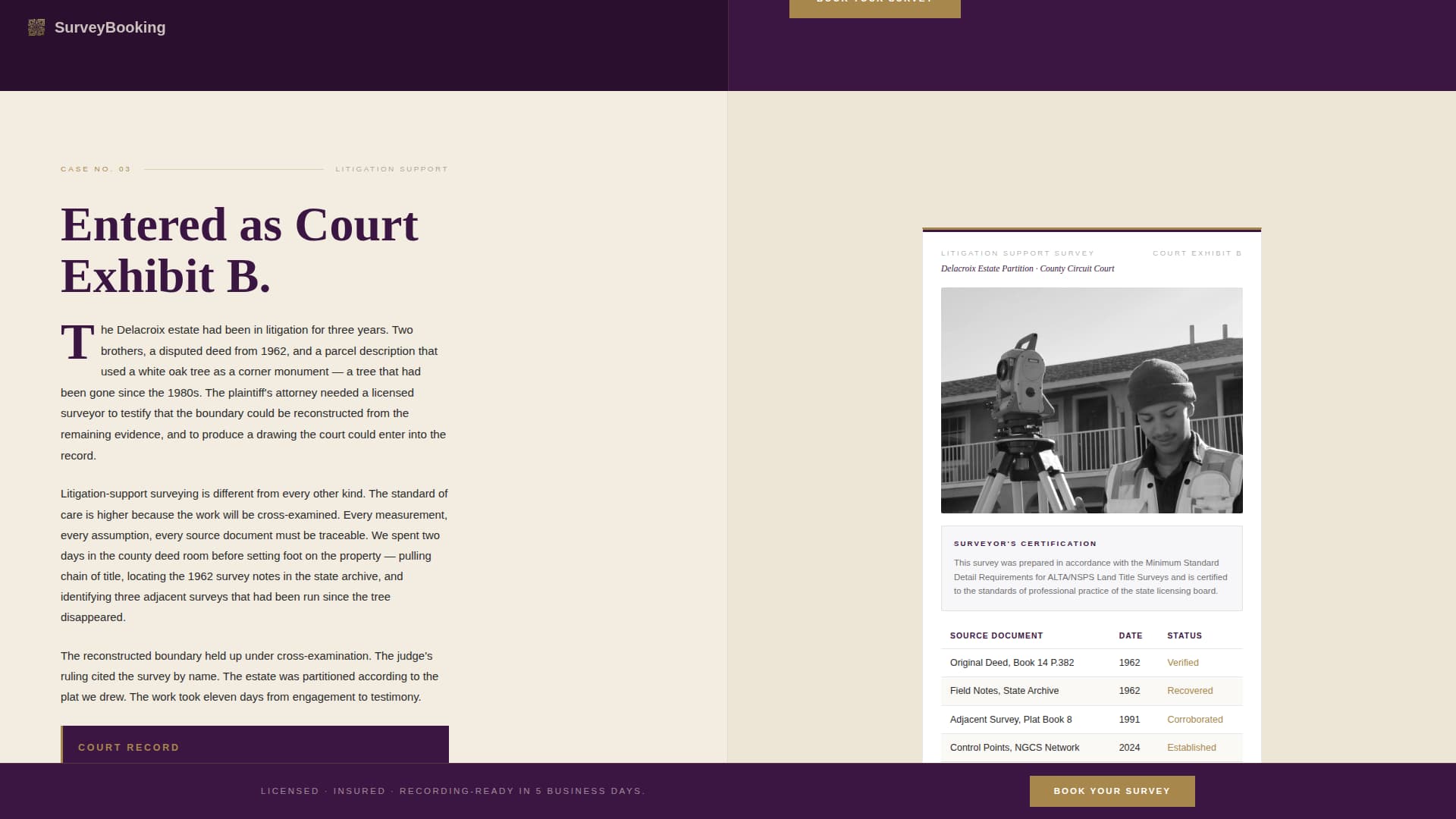 Surveyor Booking Website Template