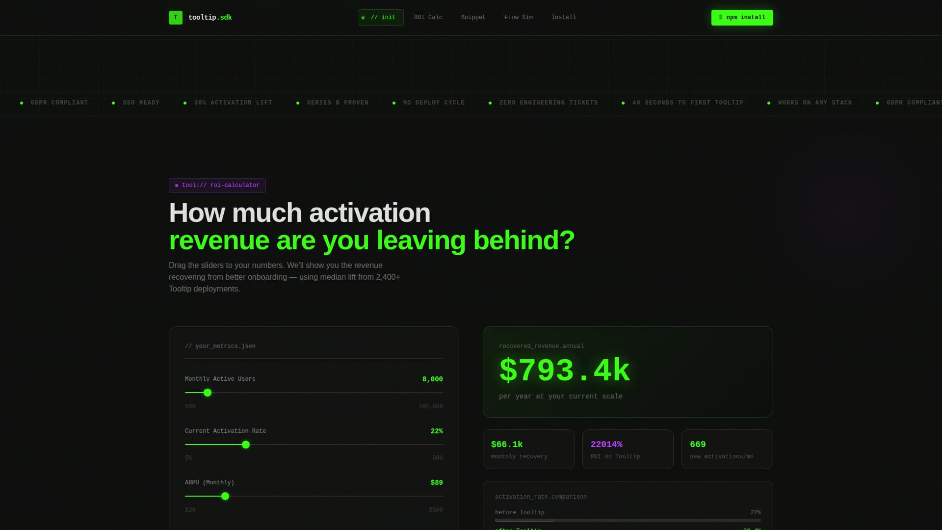 Onboarding & User Guide Cost Calculator Website Template