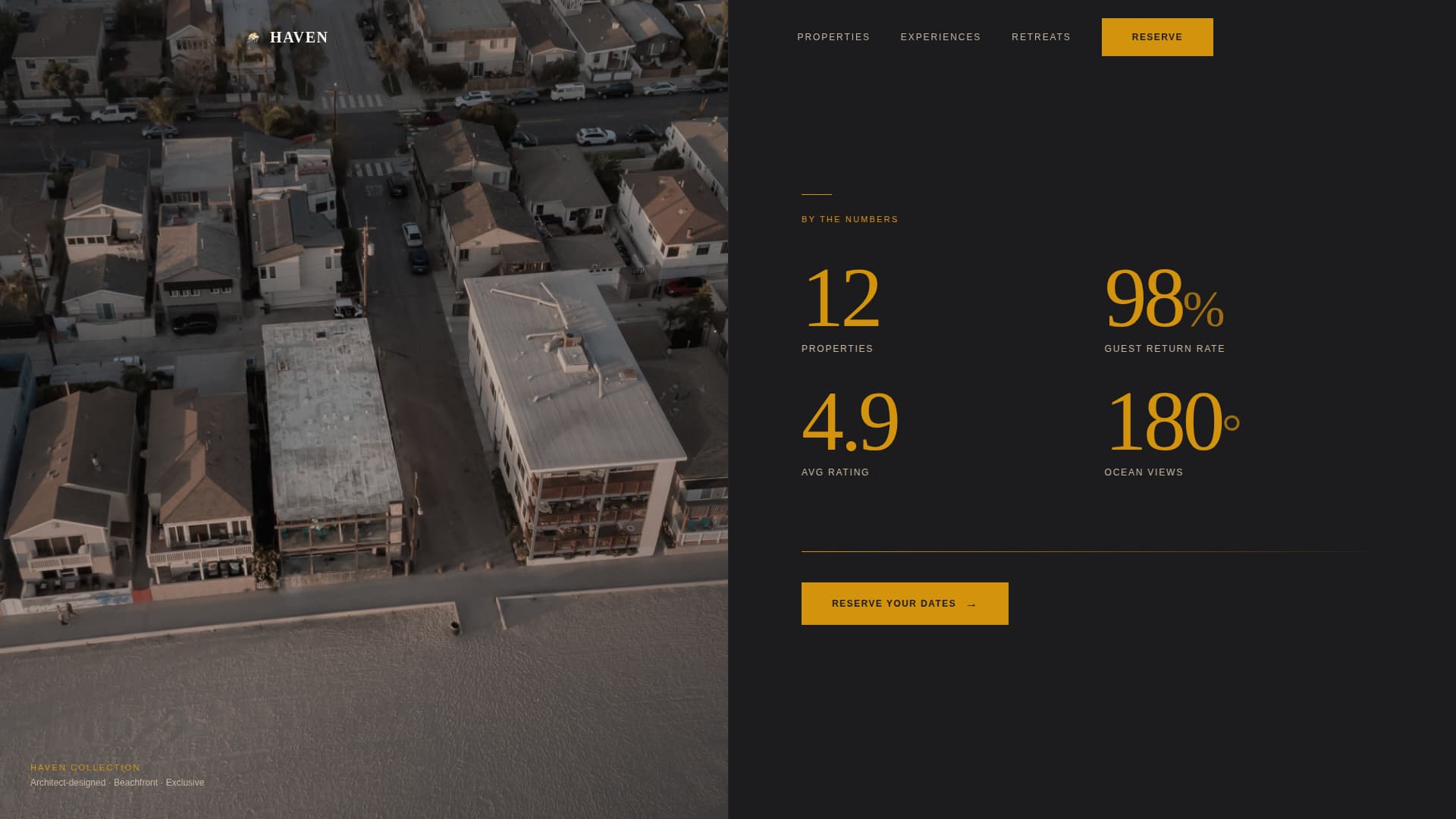 Haven - Exclusive Beachfront Landing Page Template