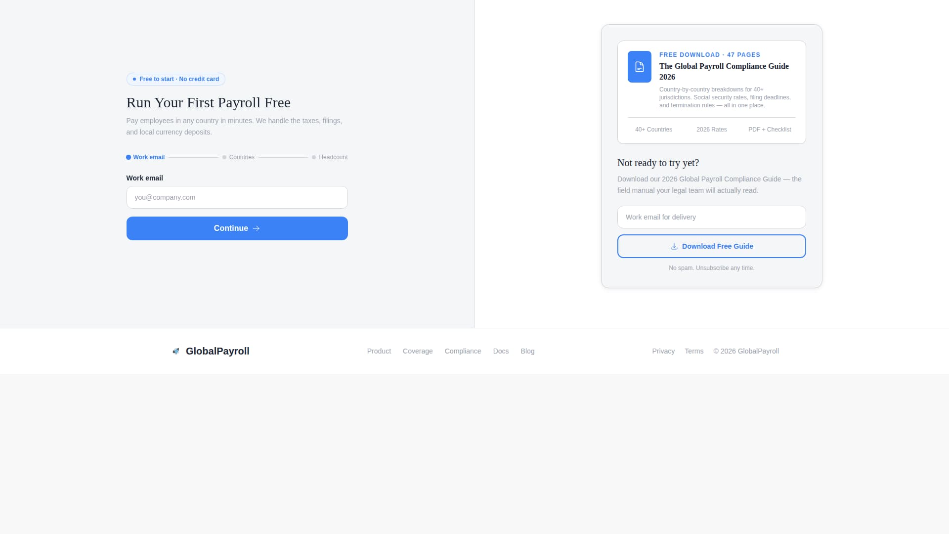 Comply - Streamlined Globalpayroll Landing Page Template