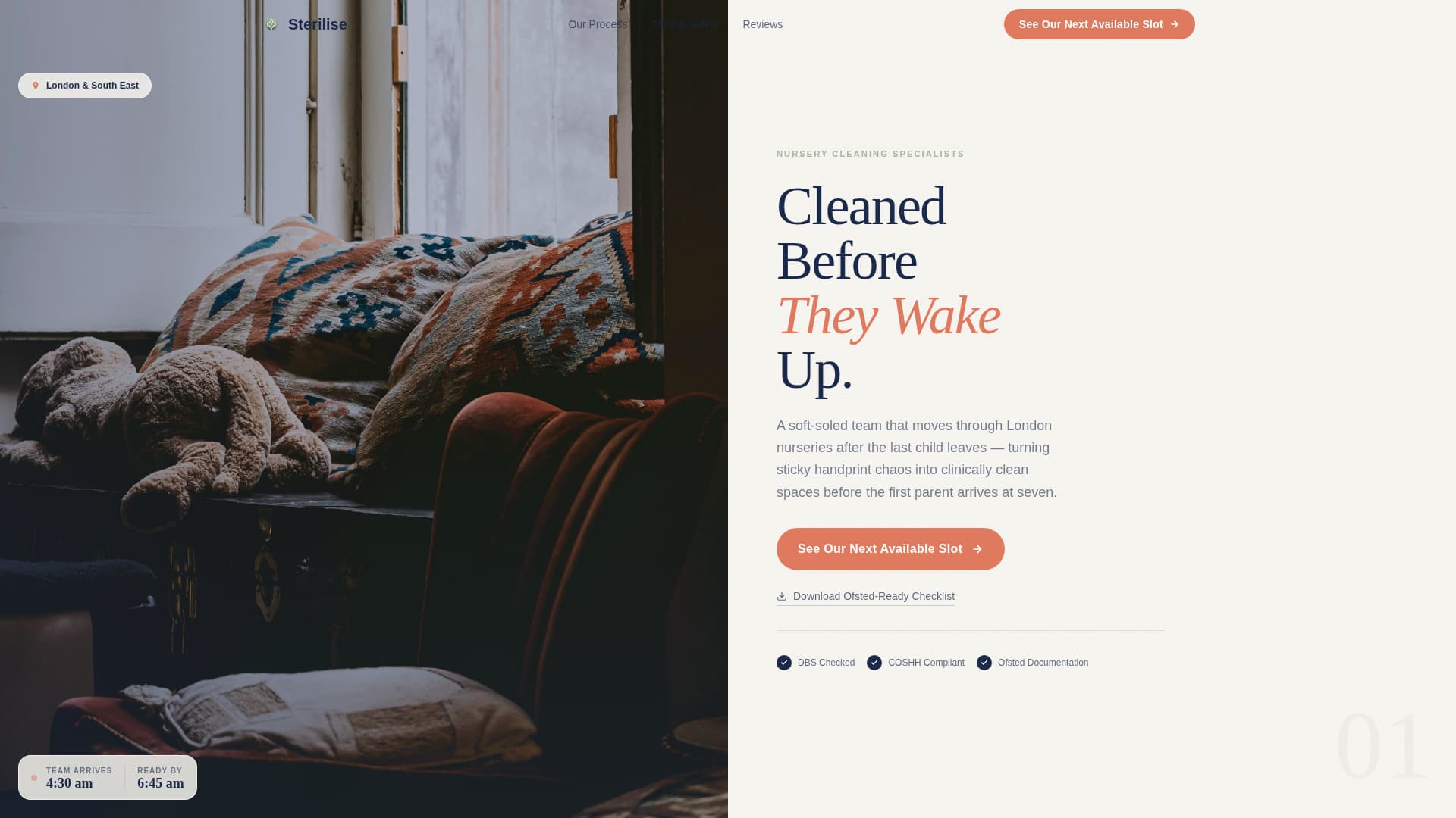 Nursery Renovation Booking Website Template