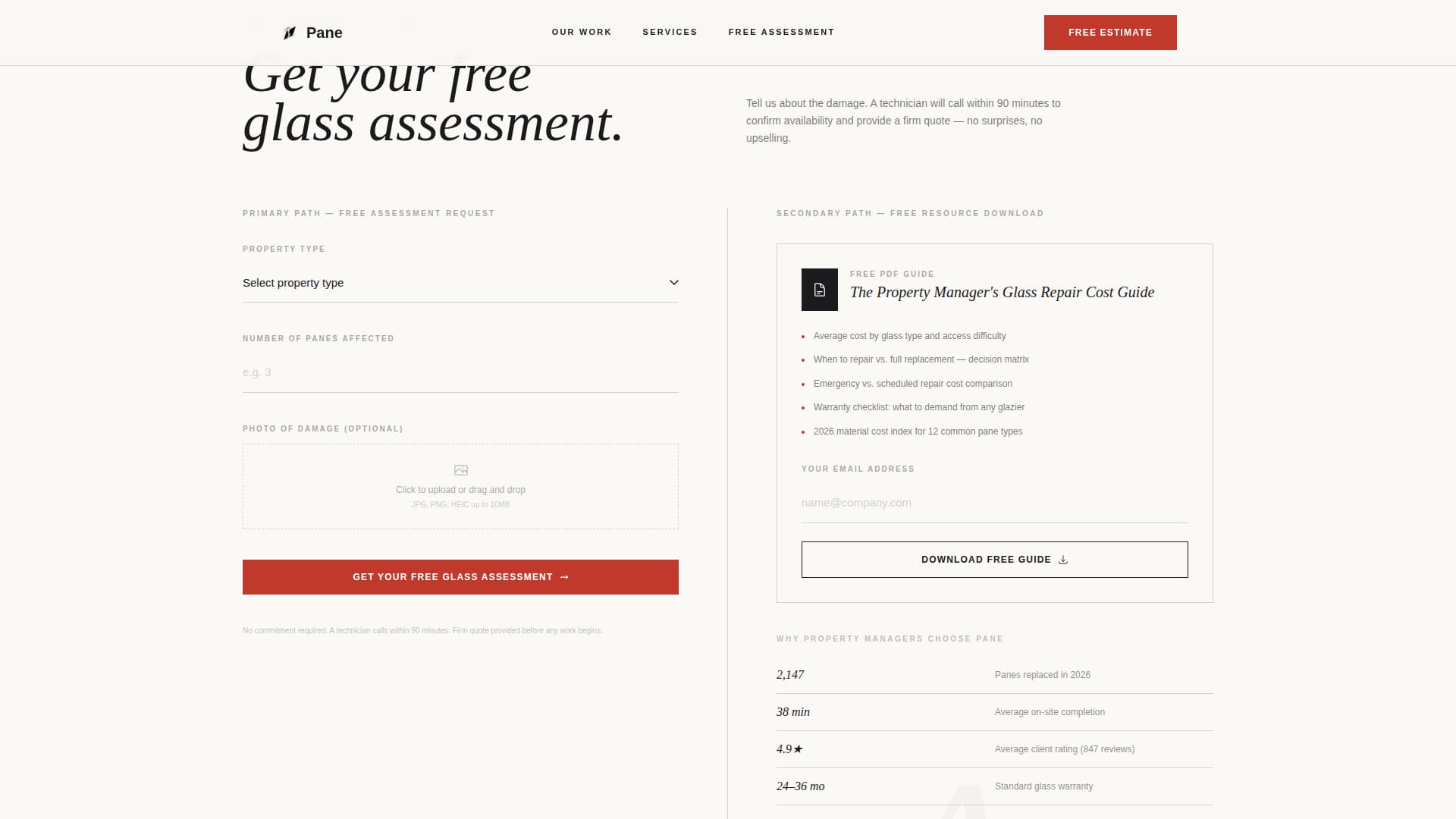 Glass Repair Marketing Professional Website Template
