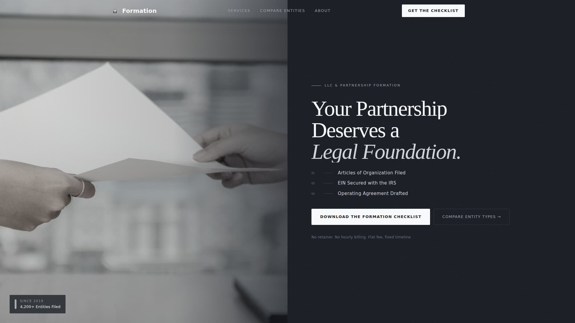 Formation - Authoritative LLC Landing Page Template