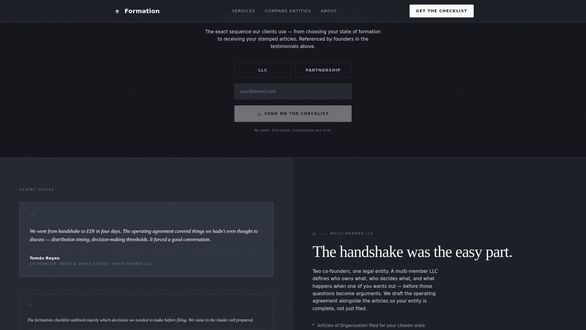 Formation - Authoritative LLC Landing Page Template