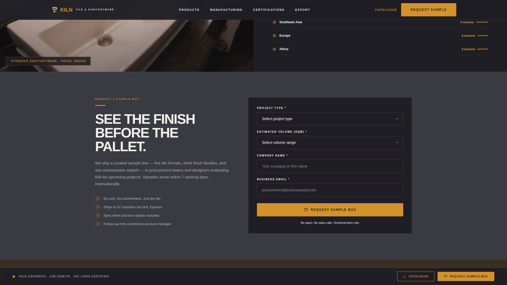 Kiln - Industrial Ceramics Landing Page Template