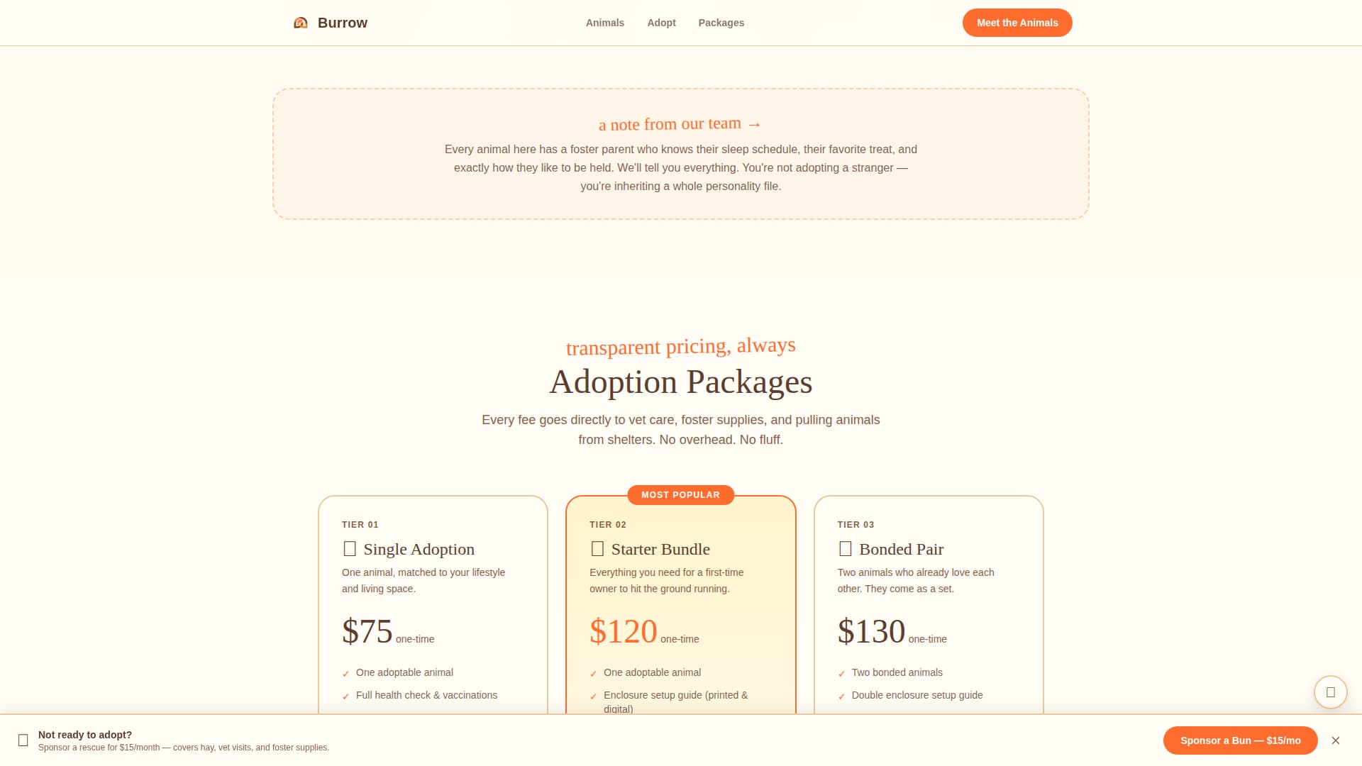 Rabbit & Small Animal Pricing Website Template