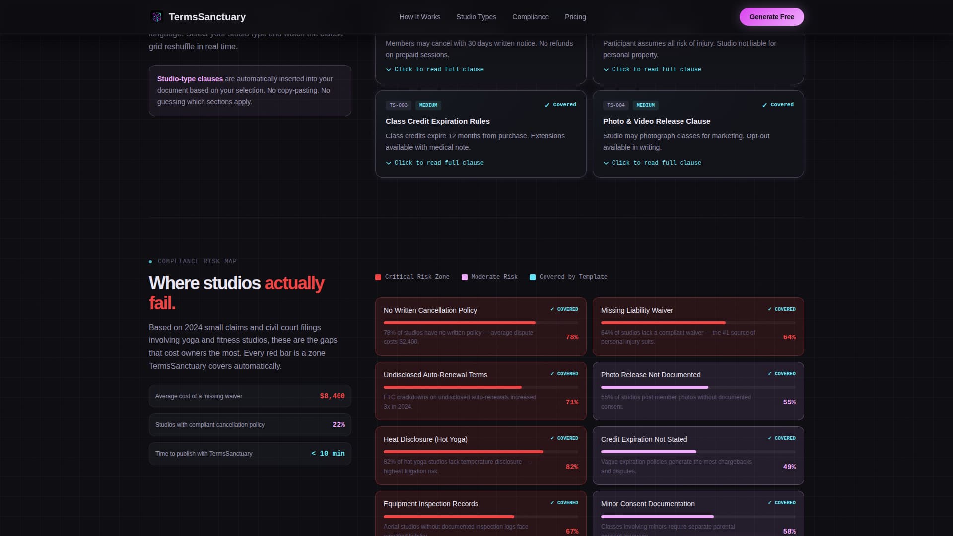 Yoga Studio Specialist Privacy Policy Website Template