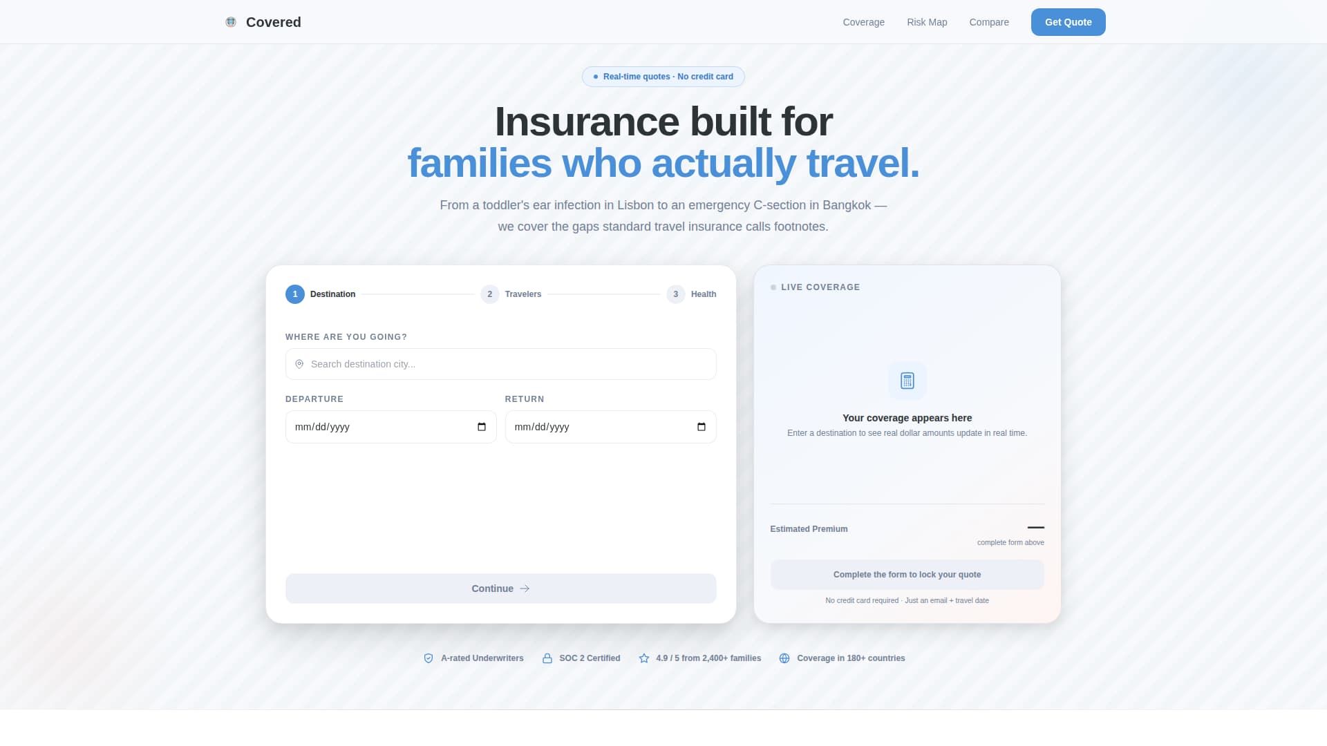 Growing Family Insurance Cost Calculator Website Template