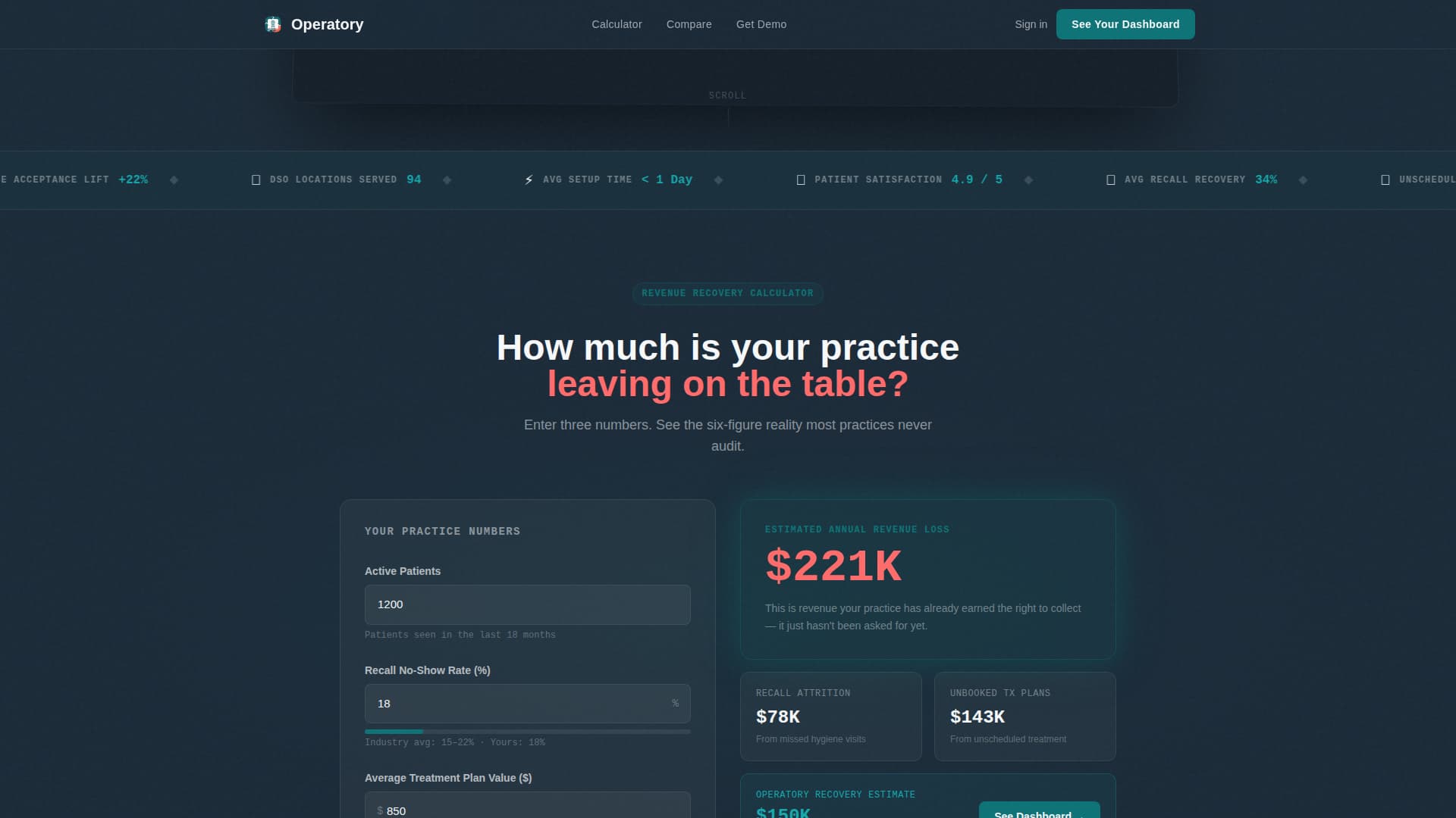 Dental Software & SaaS Cost Calculator Website Template