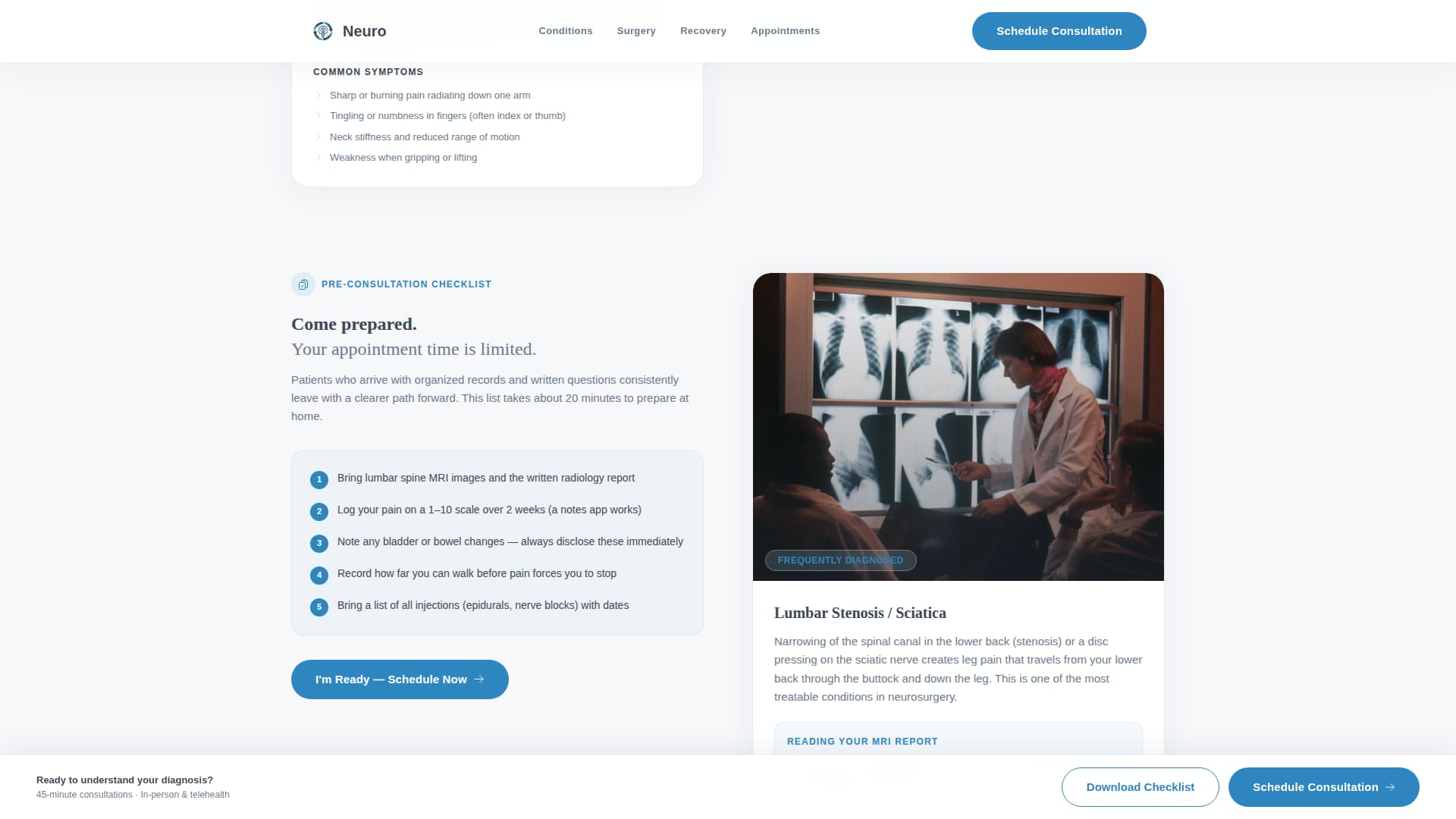 Neurosurgeon Advanced Booking Website Template