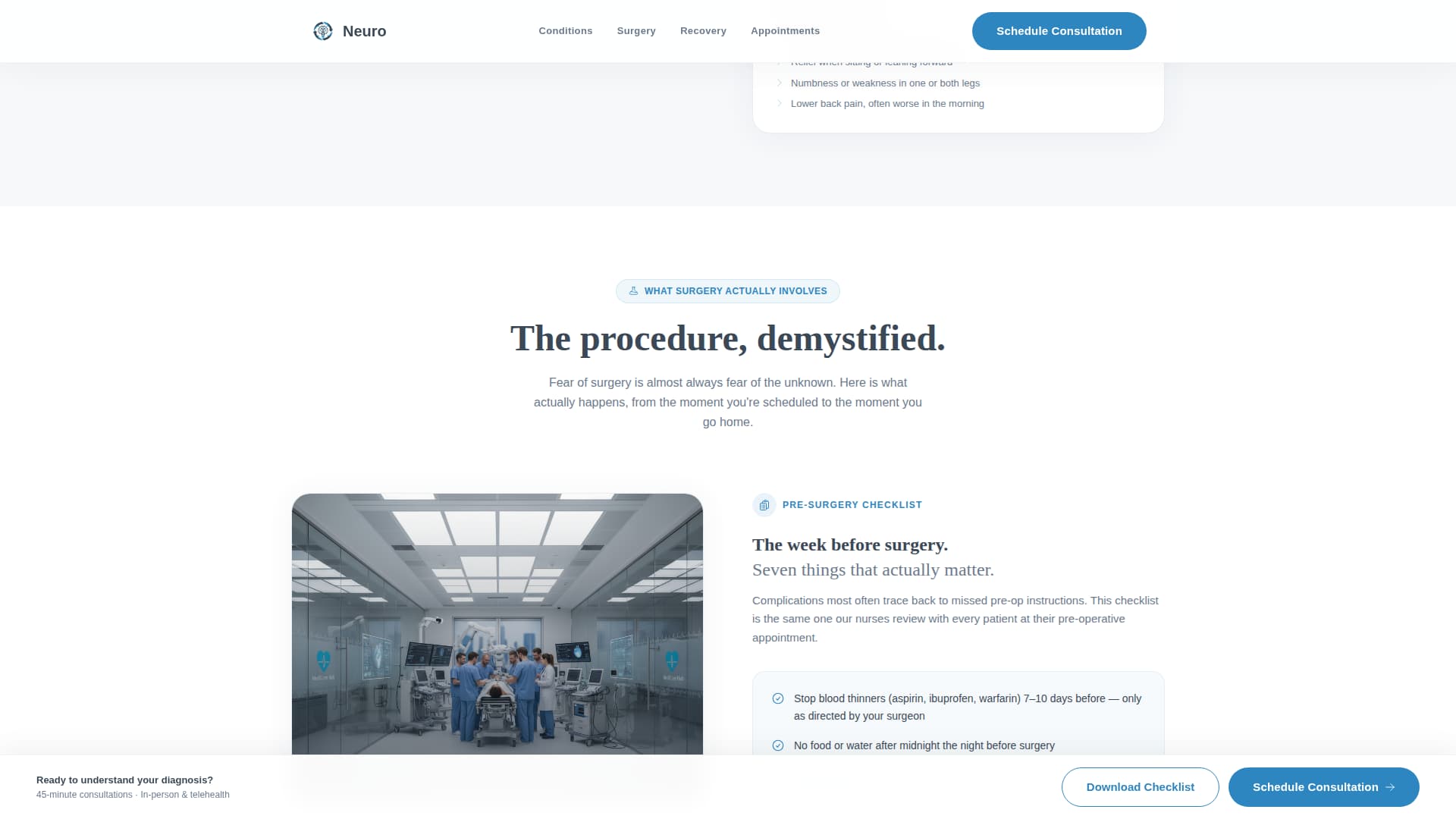 Neurosurgeon Advanced Booking Website Template