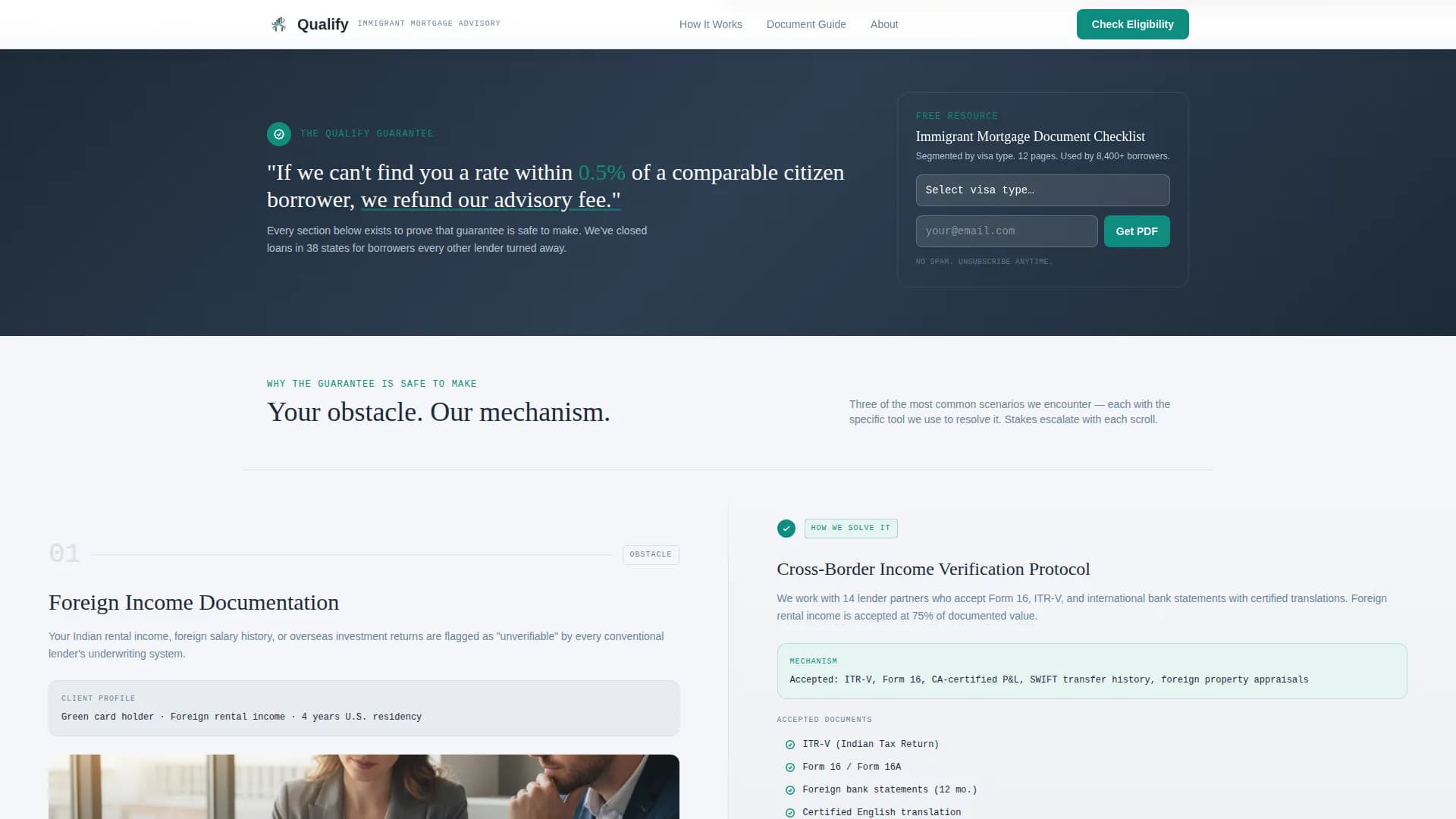 Advise — Immigrant Mortgage Expert Landing Page Template