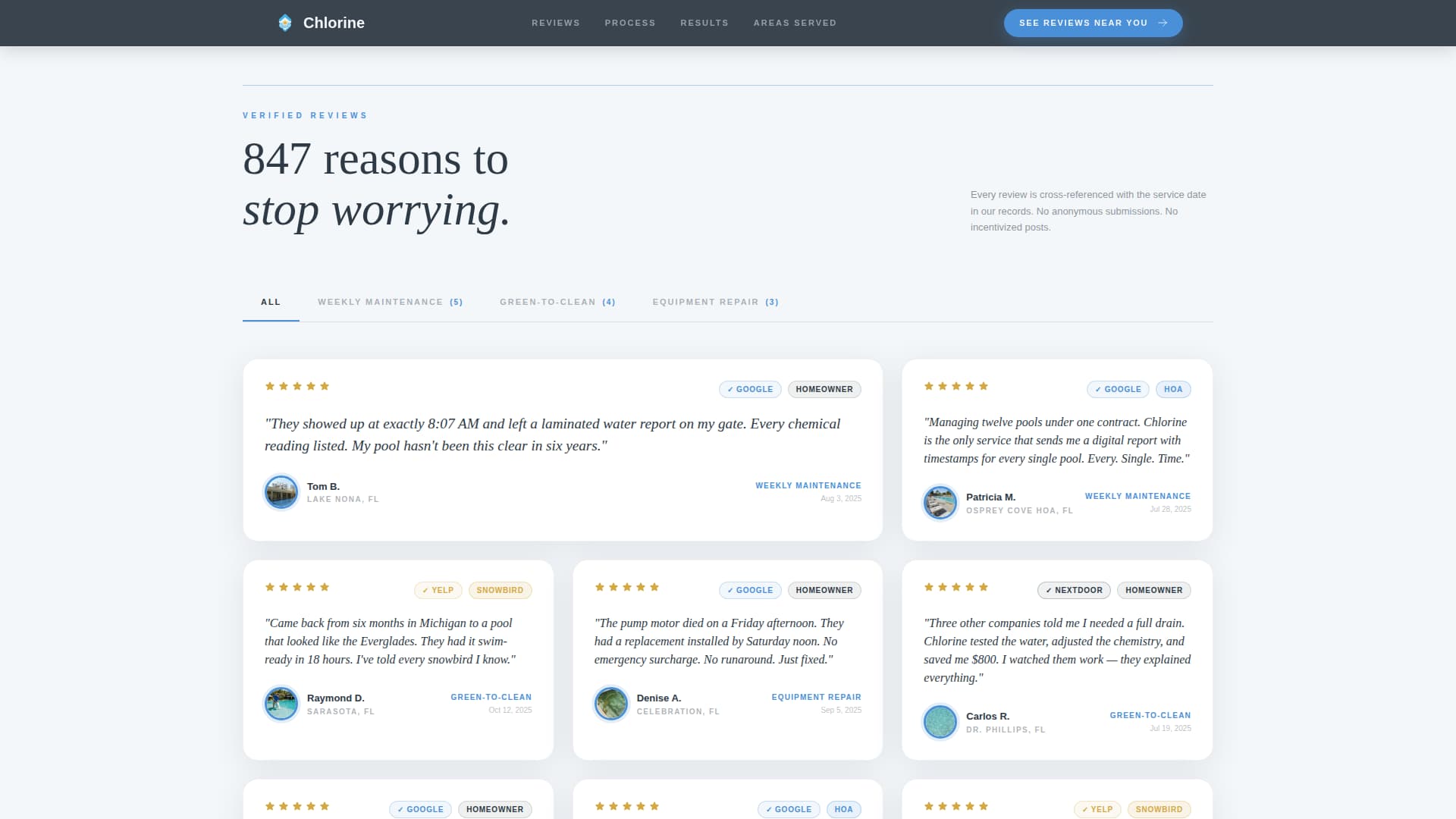 Pool Technician Reviews Website Template
