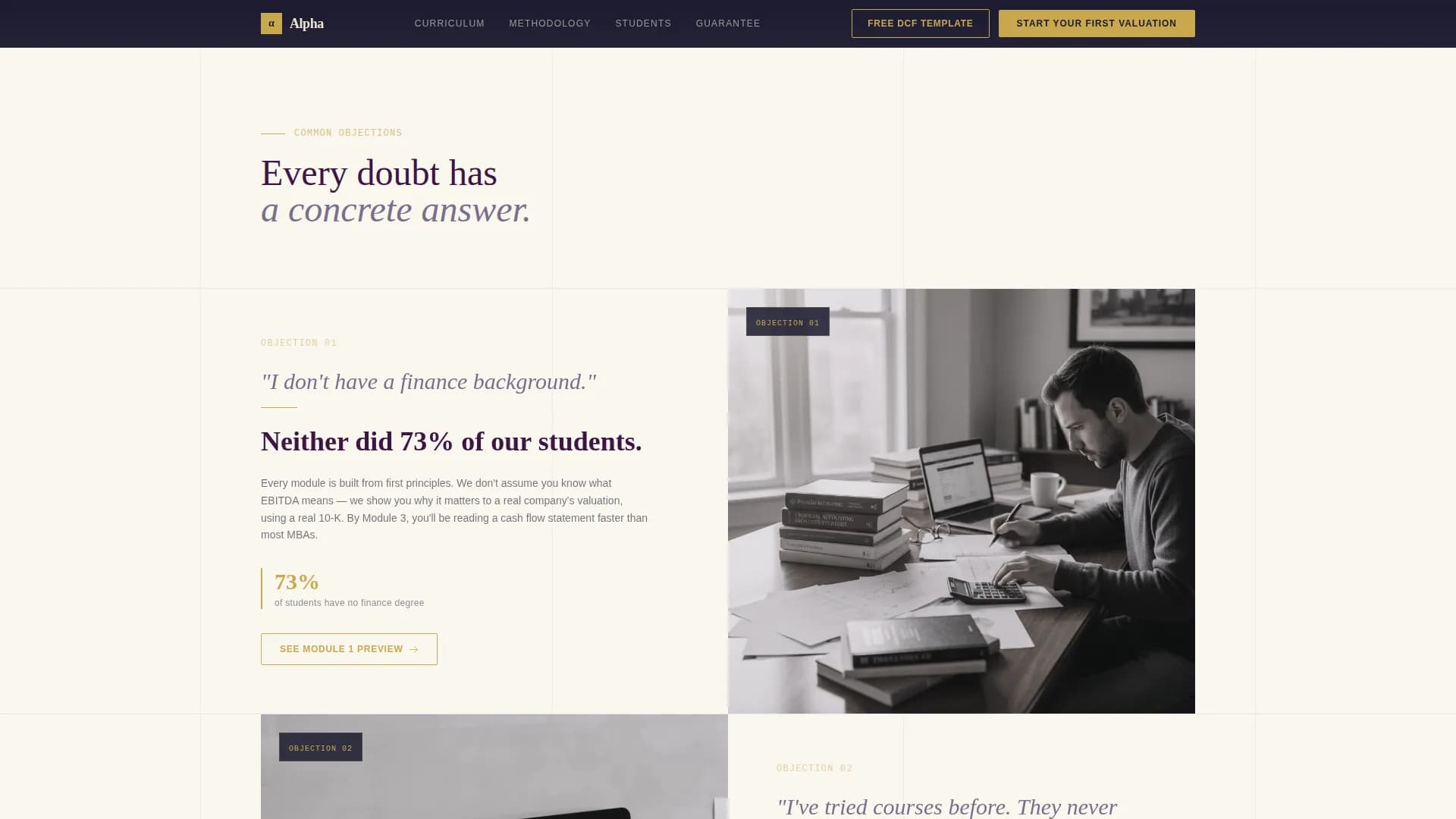 Alpha - Institutional Investing Education Landing Page Template