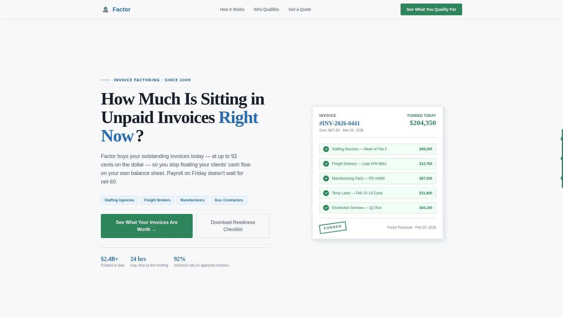 Unlock — Capital Invoice Solution Landing Page Template