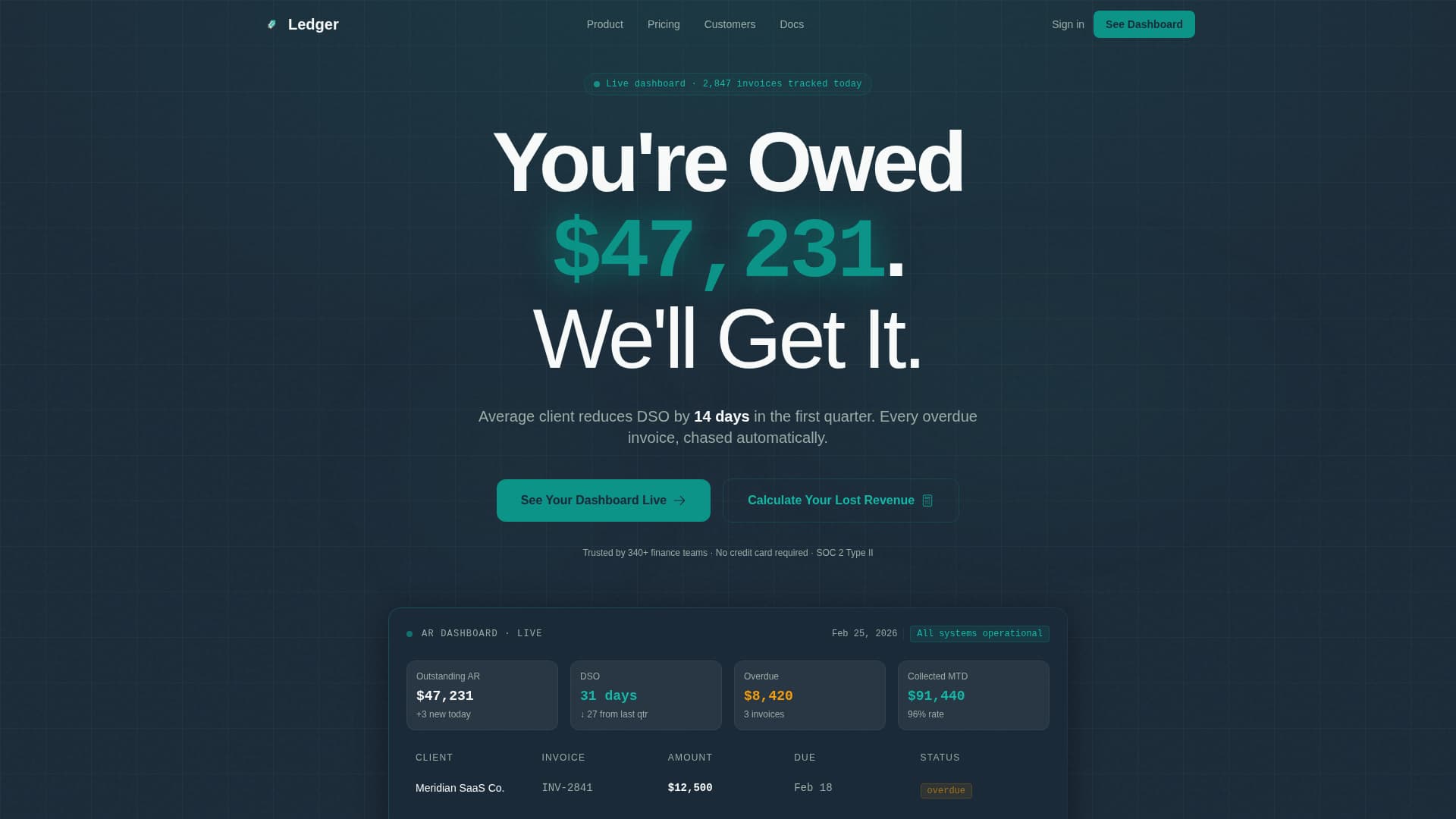 Ledger - Automated Invoicing Landing Page Template