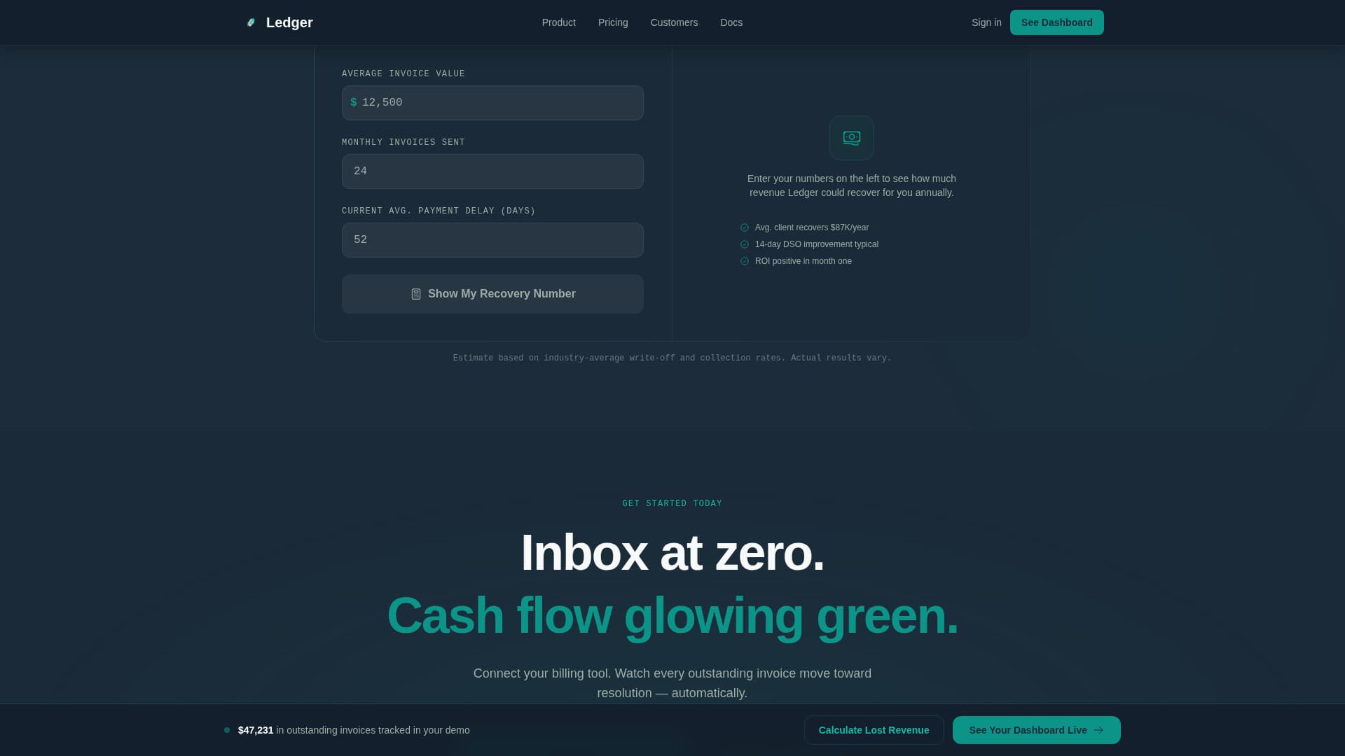 Ledger - Automated Invoicing Landing Page Template
