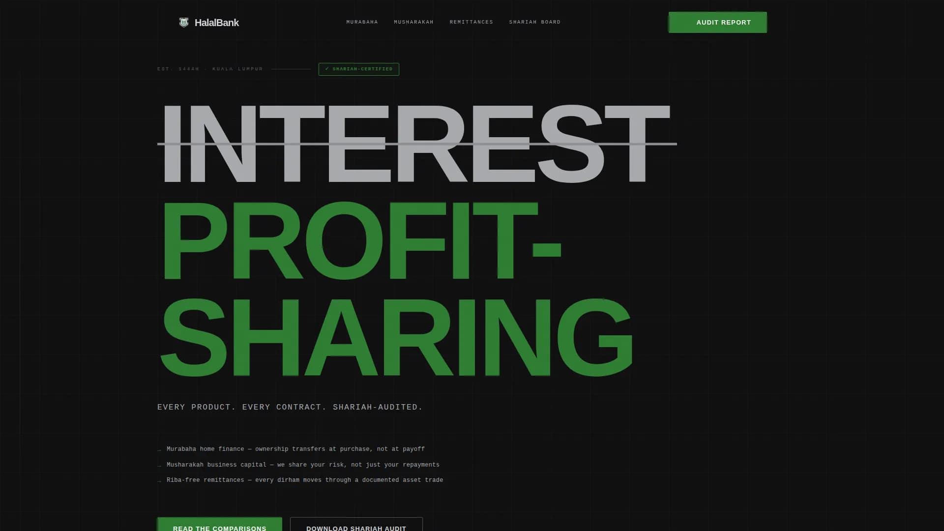Halal — Shariah Bank Comparison Landing Page Template