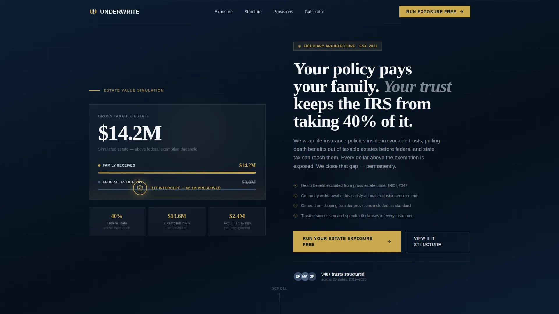 Underwrite - Precision ILIT Estate Planning Landing Page Template