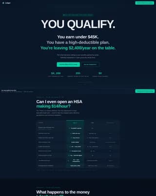 Ledger - Tax-Sheltered HSA Savings Comparison Landing Page Template
