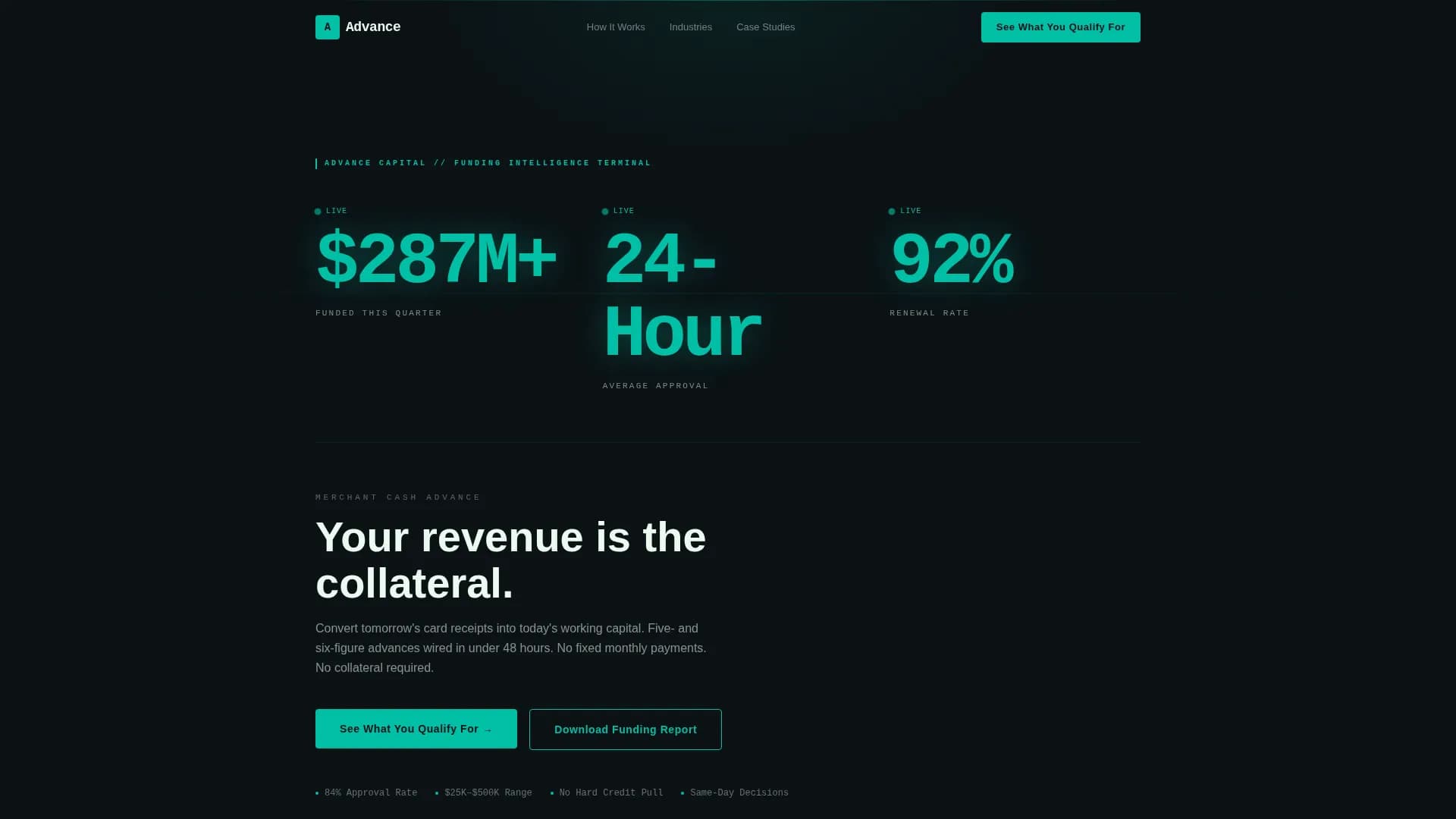 Advance - Fast Capital Funding Landing Page Template