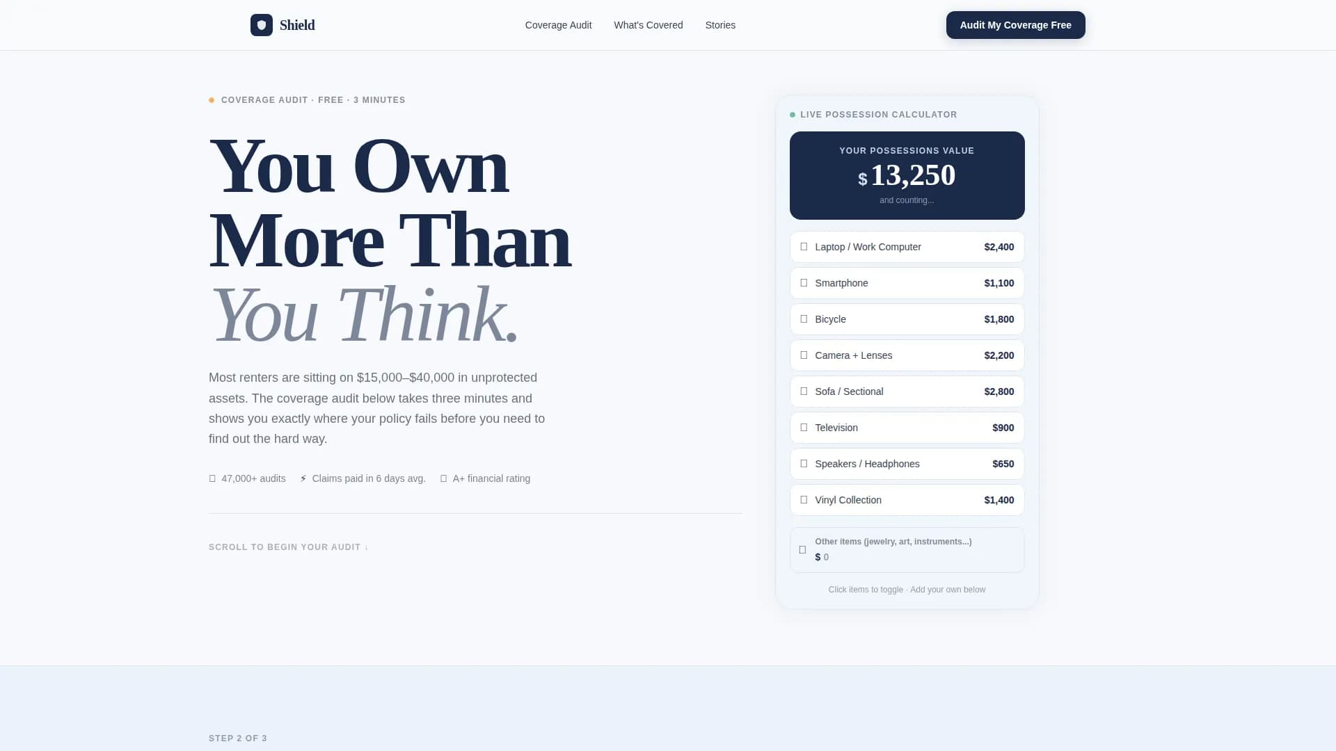 Shield - Trusted Coverage Audit Landing Page Template
